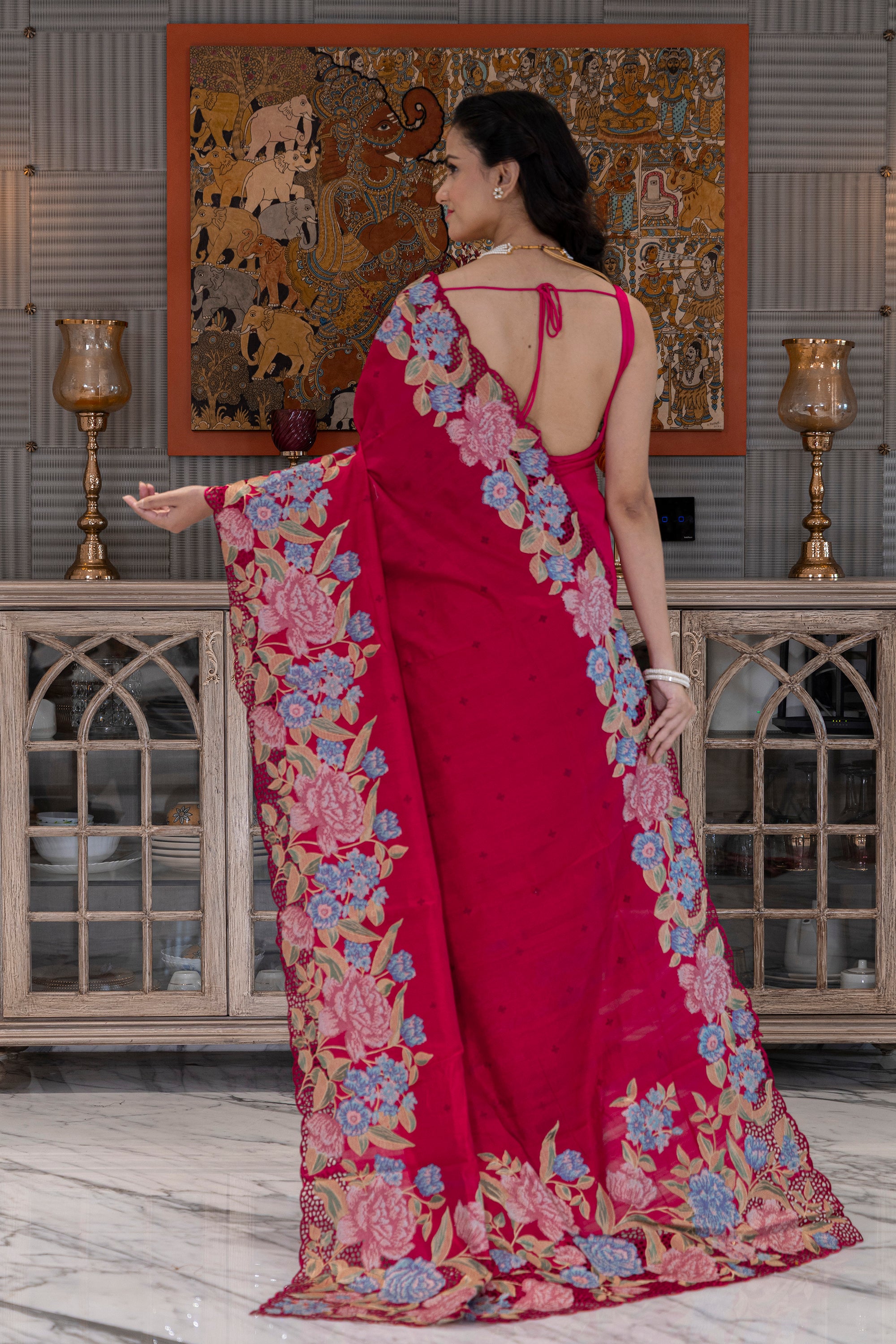 Semi Tussar Cutwork