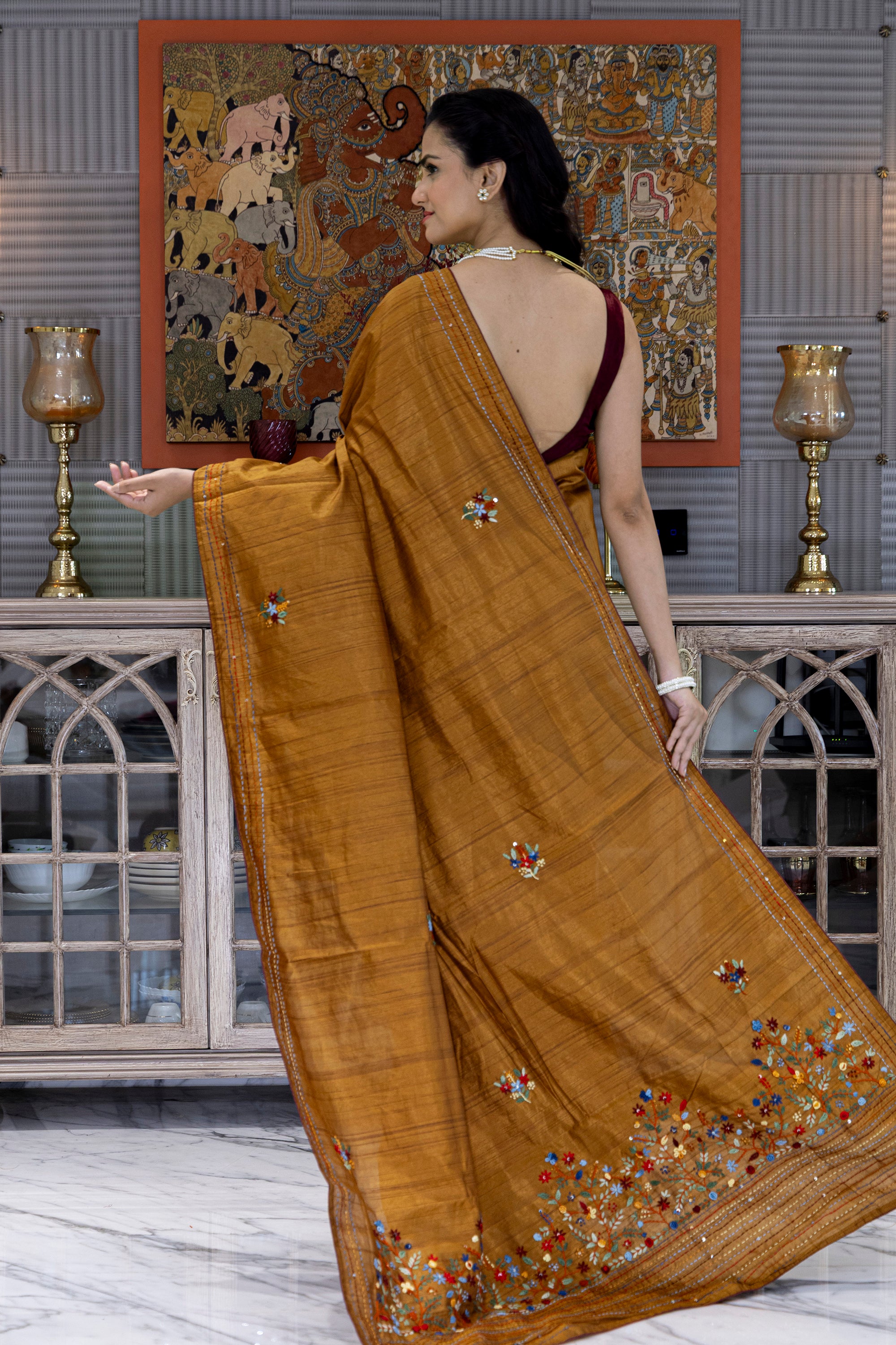 Semi Tussar Handwork