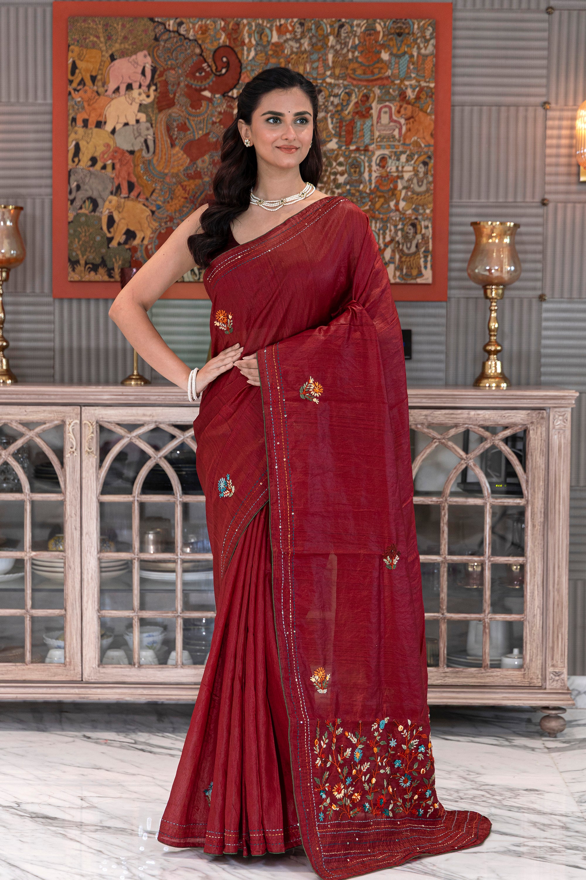 Semi Tussar Handwork