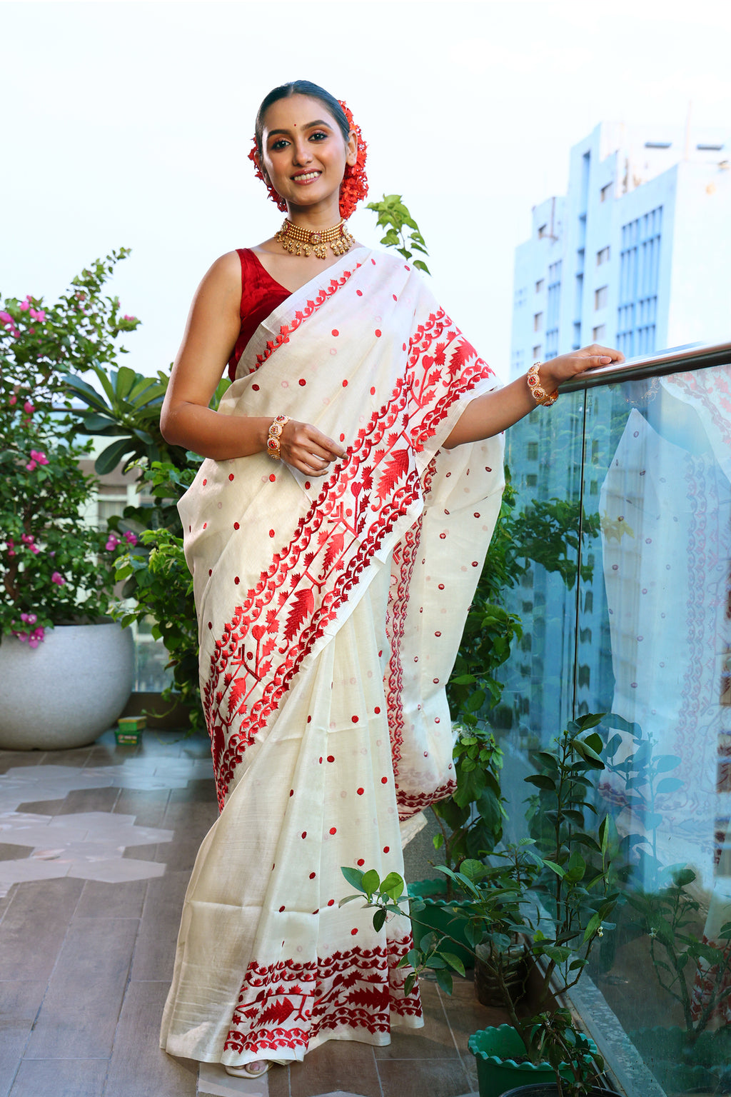 Tussar Jamdani Embroidery