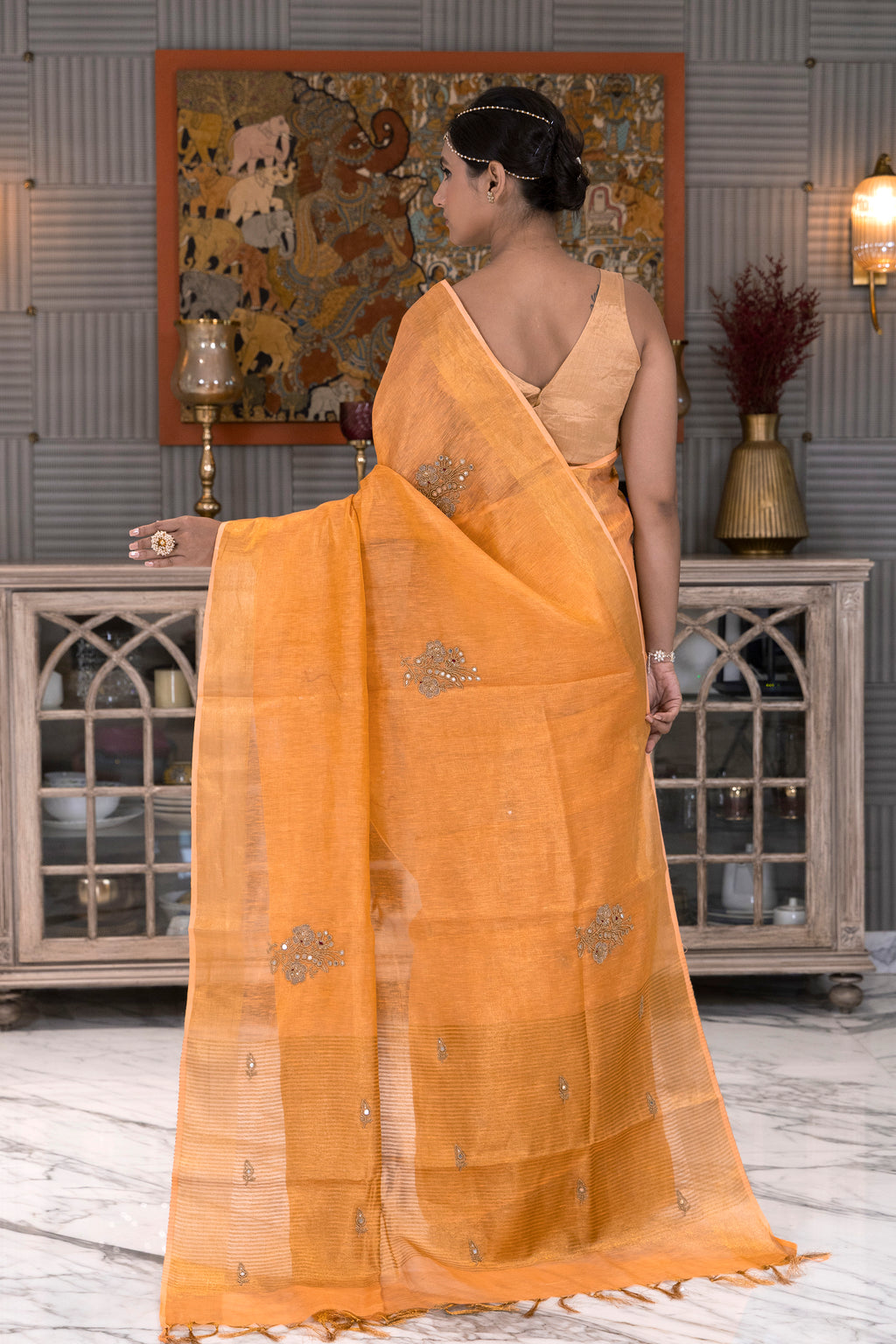 Linen Tissue Zardosi Work