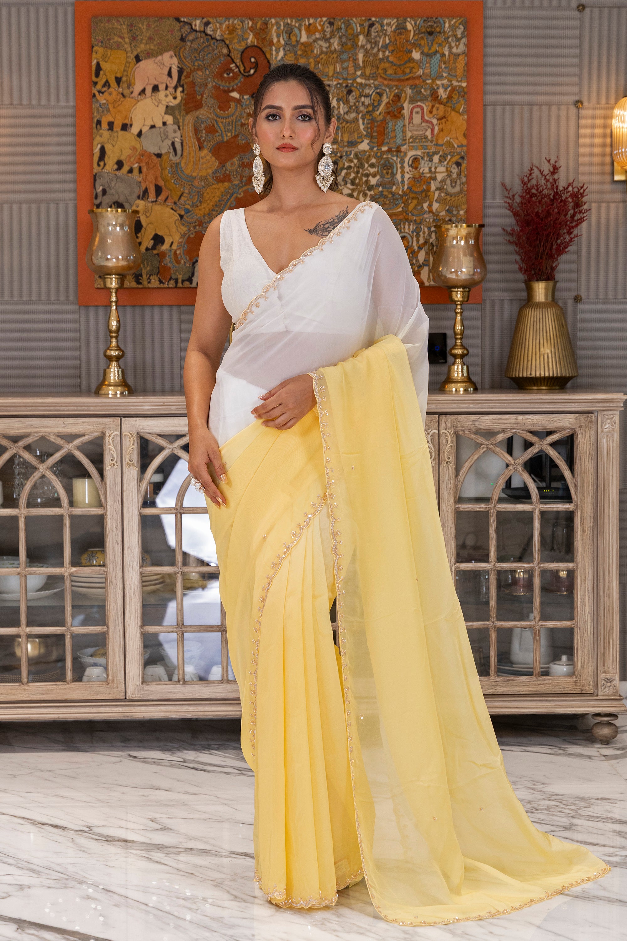 Chiffon Organza Shaded Zardosi Work