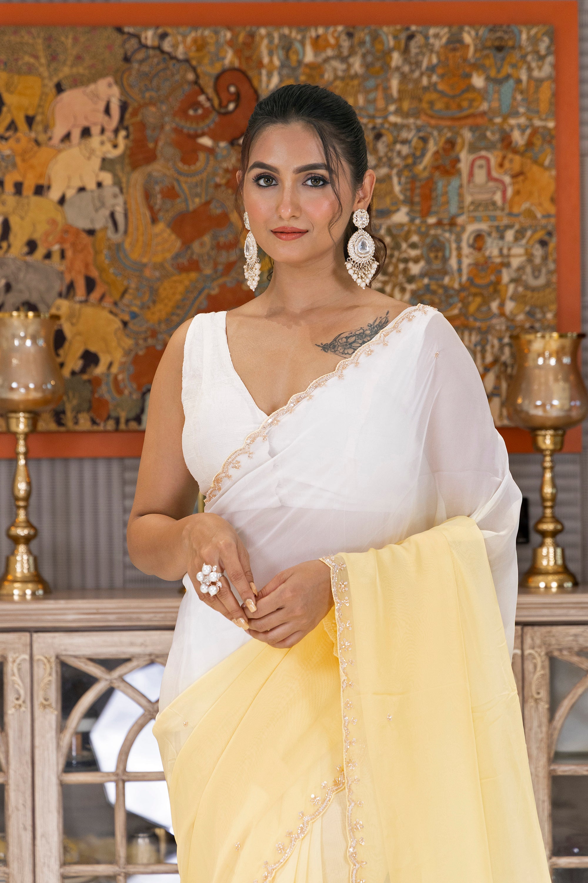 Chiffon Organza Shaded Zardosi Work