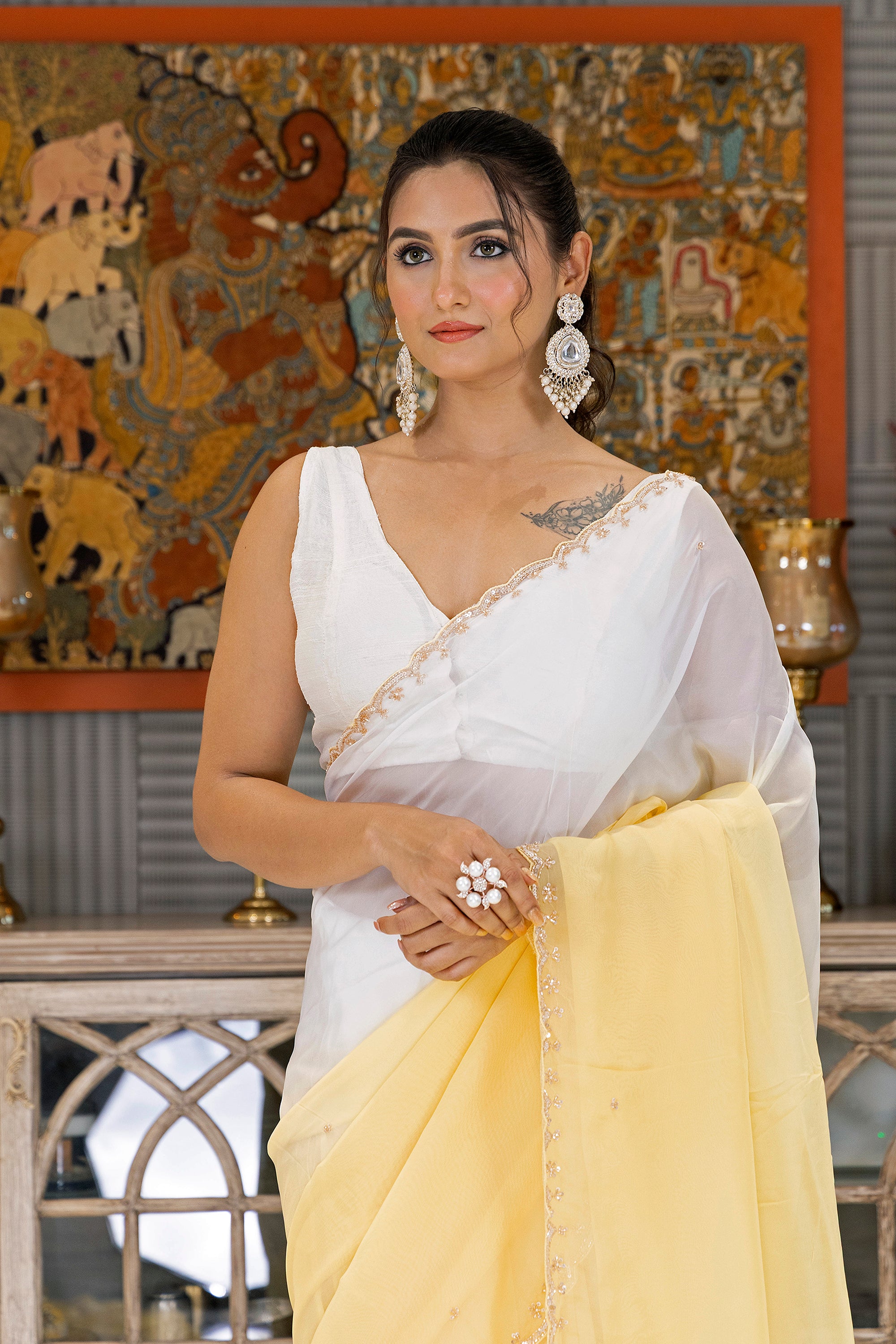 Chiffon Organza Shaded Zardosi Work