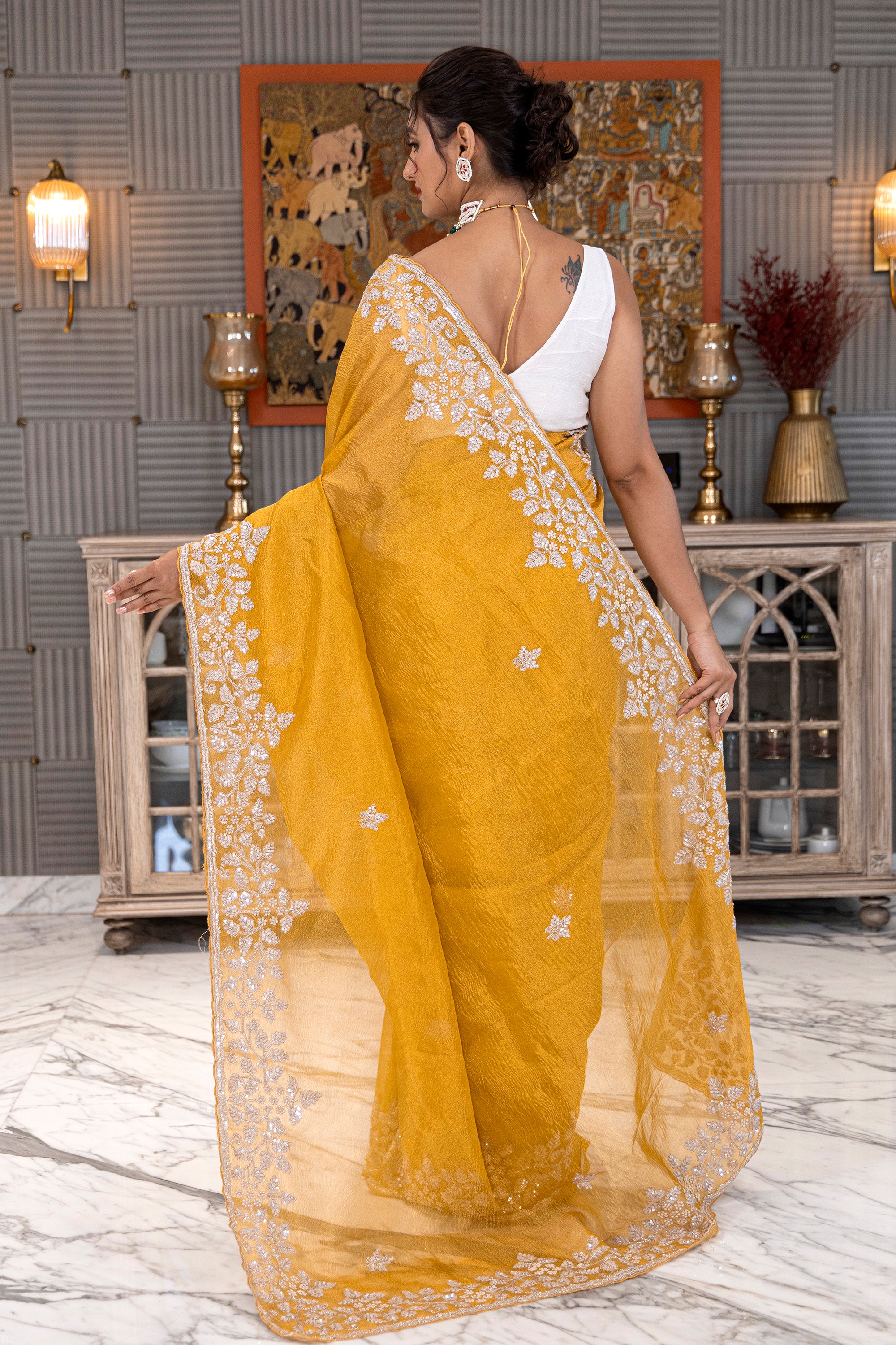 Crush Tissue Zardosi Work