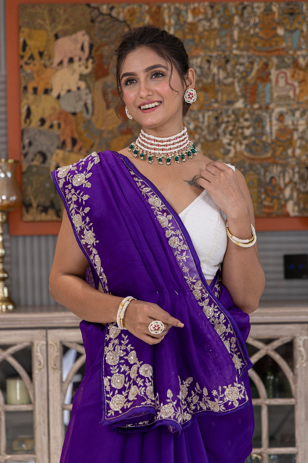 Organza Zardosi Work