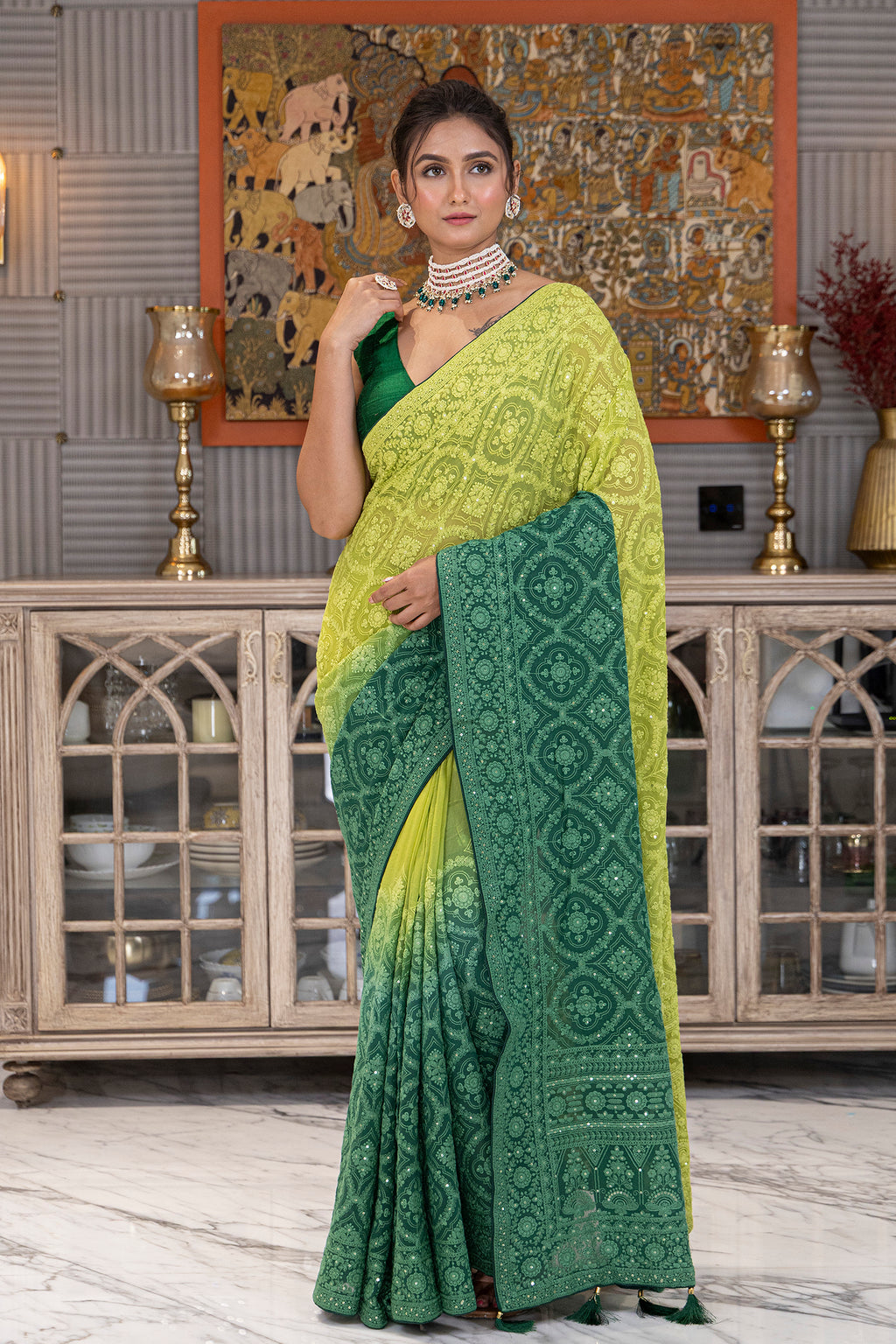 Shaded Chikankari