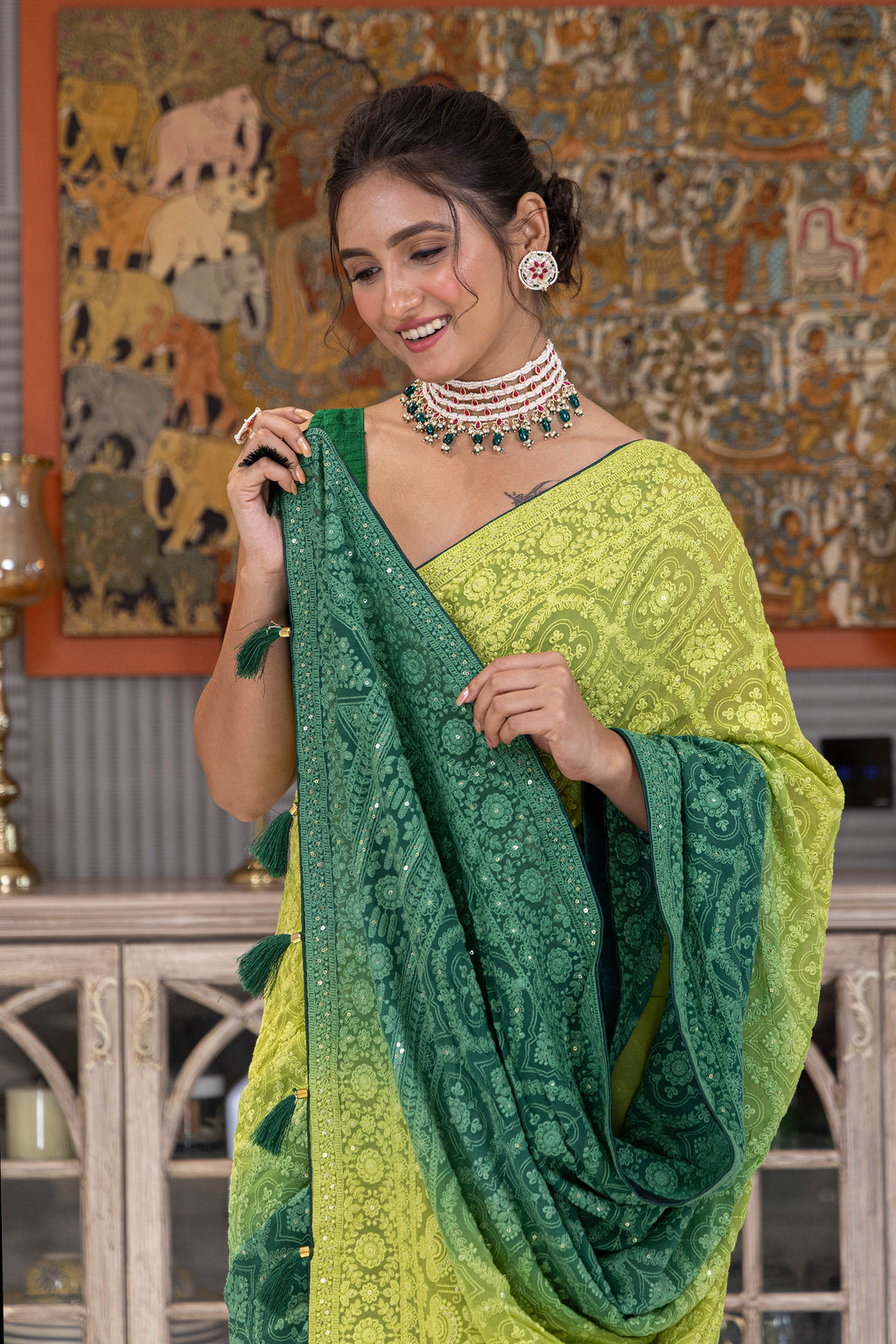 Shaded Chikankari