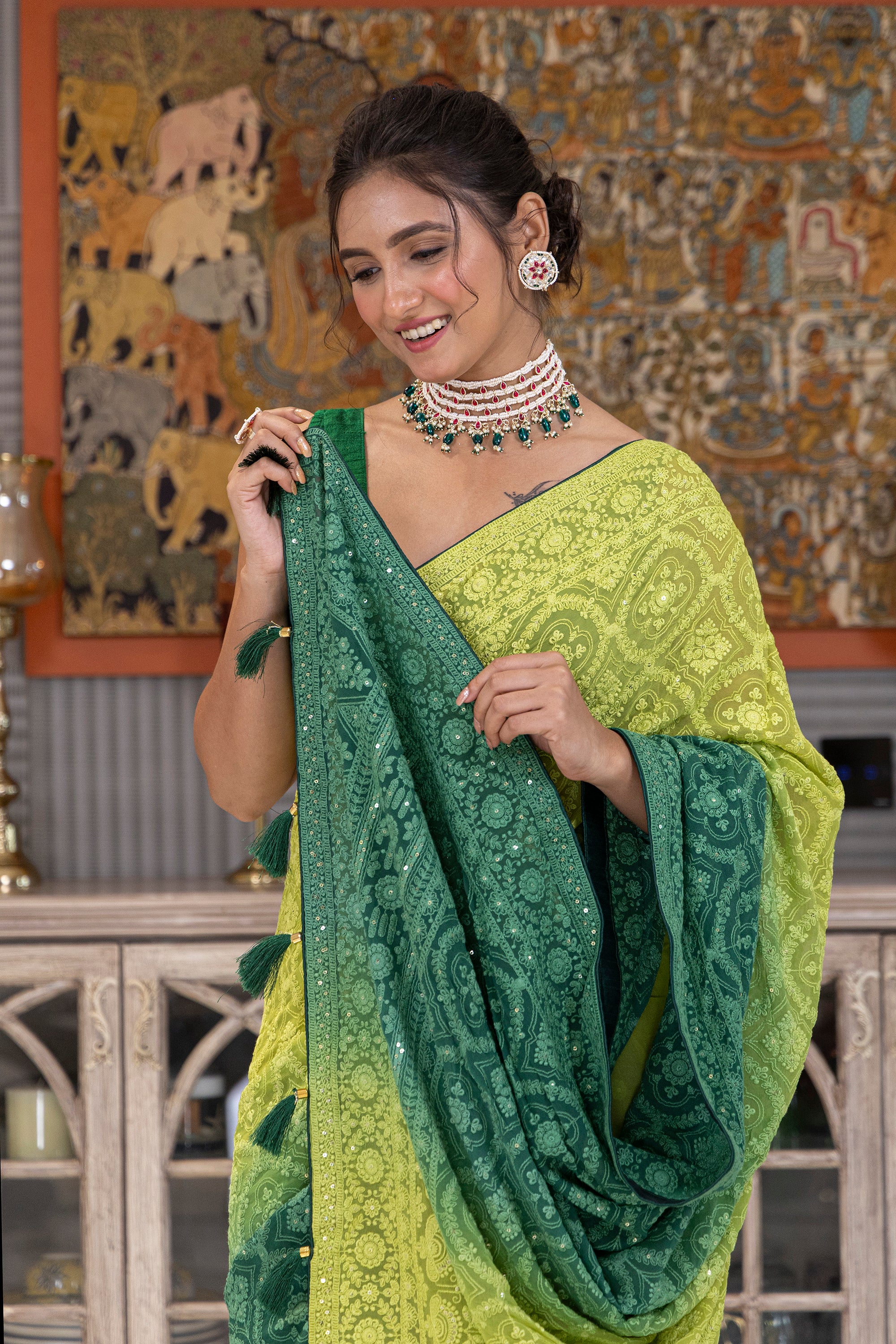 Shaded Chikankari