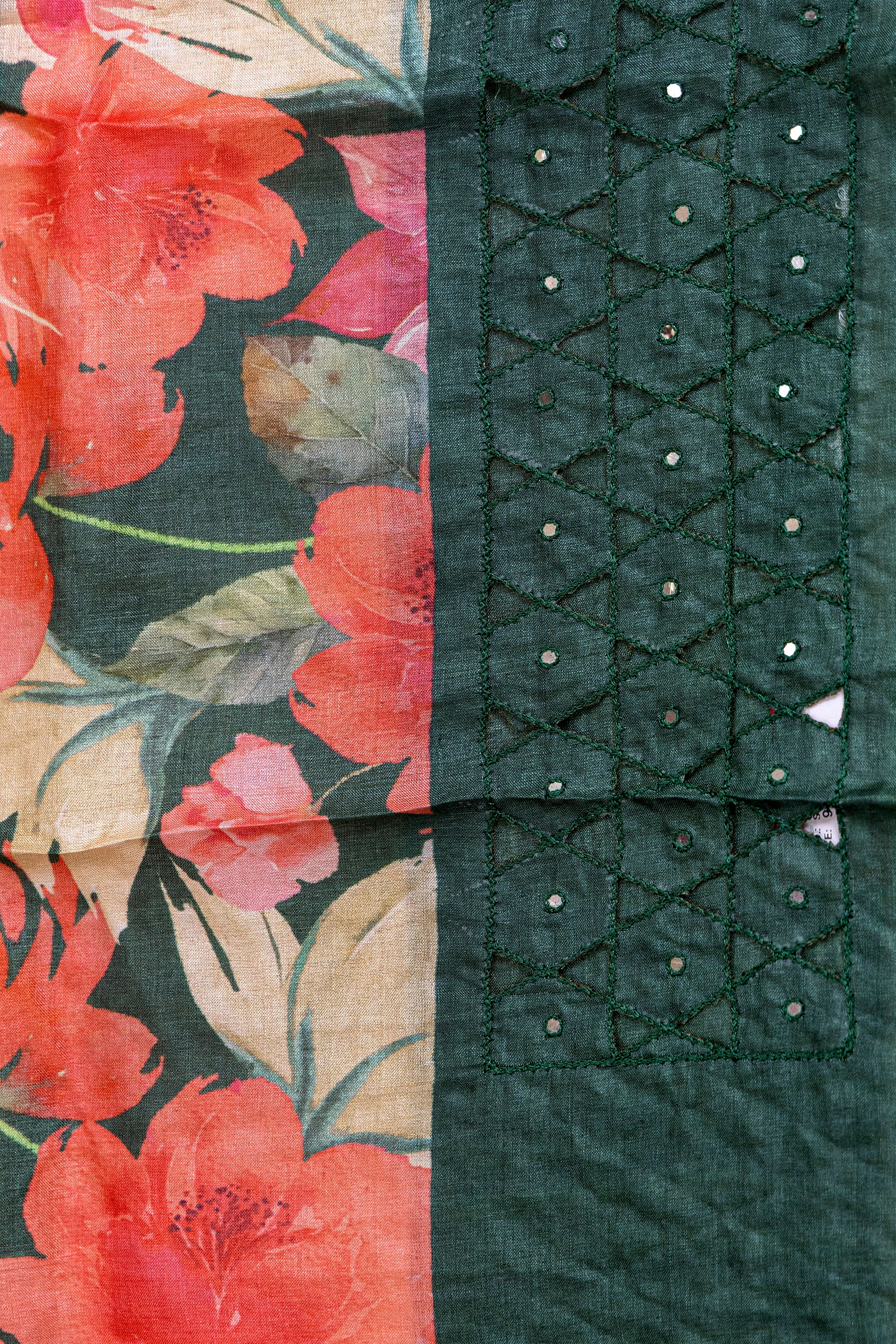 Tussar Digital Print Cutwork