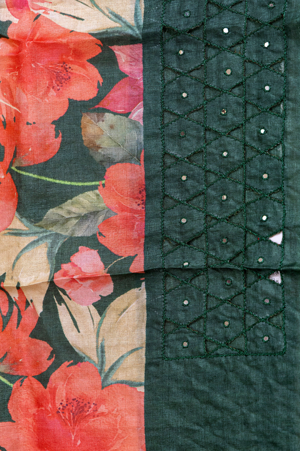 Tussar Digital Print Cutwork
