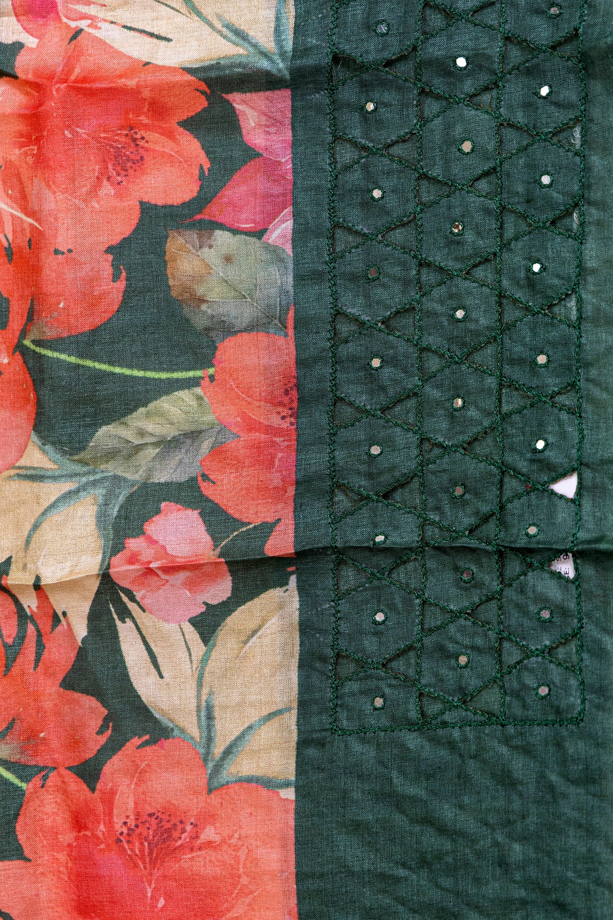 Tussar Digital Print Cutwork