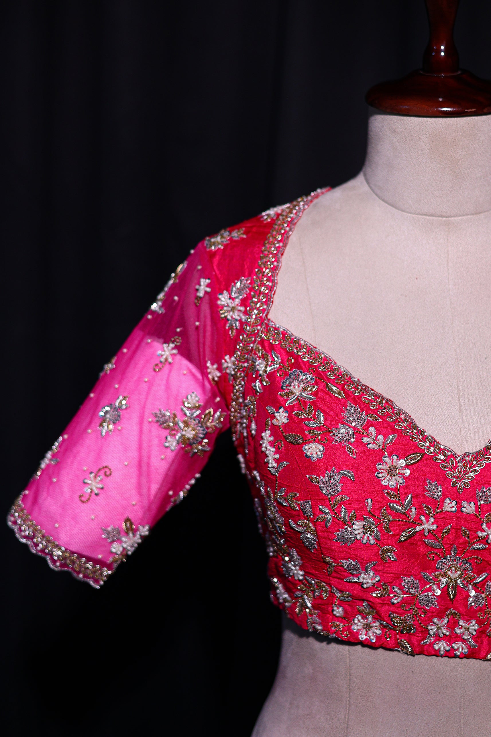 Raw Silk Net Zardosi Work