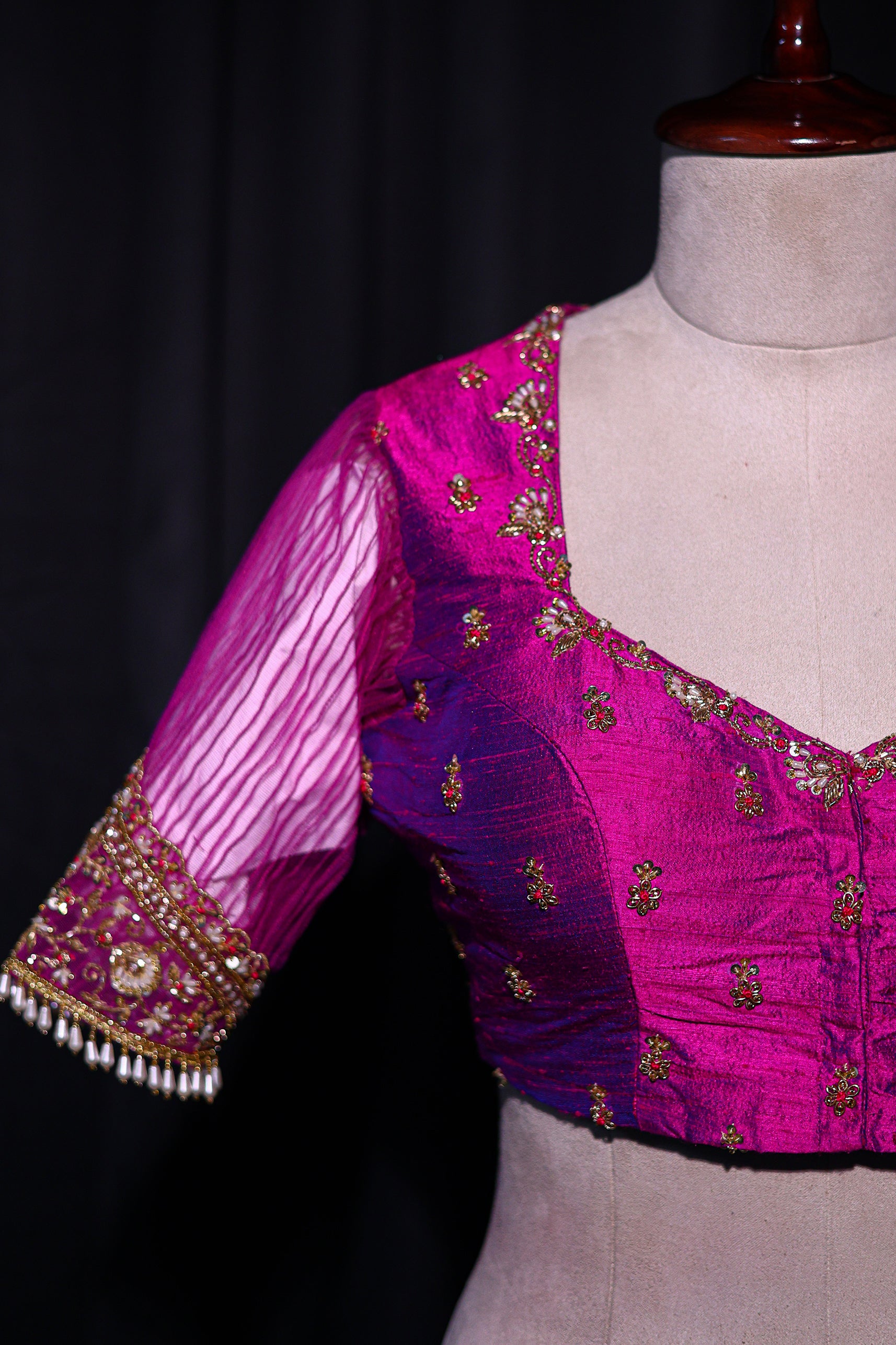 Raw Silk Net Zardosi Work