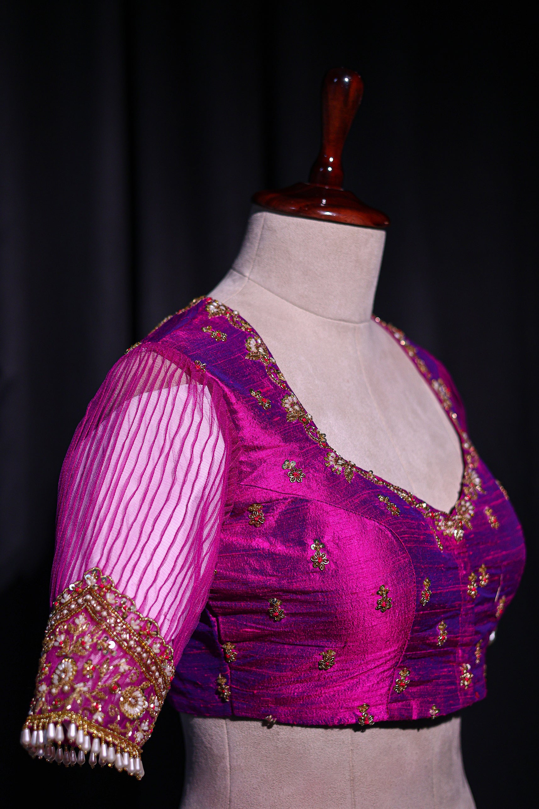 Raw Silk Net Zardosi Work