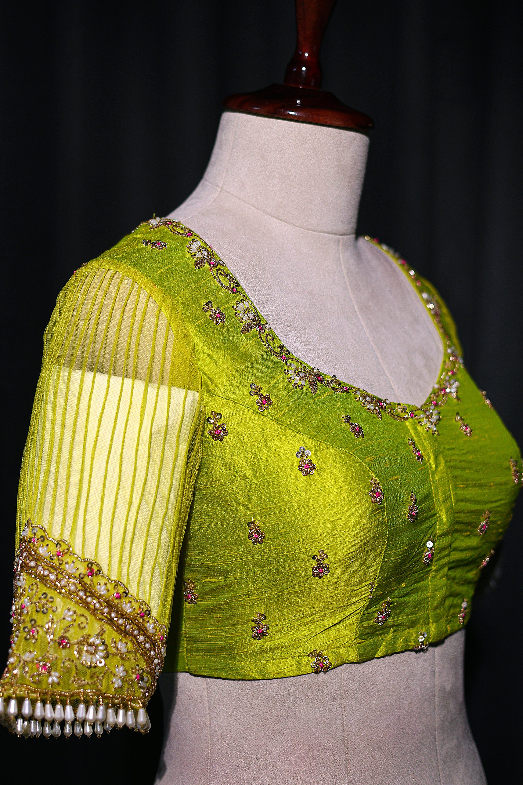 Raw Silk Net Zardosi Work