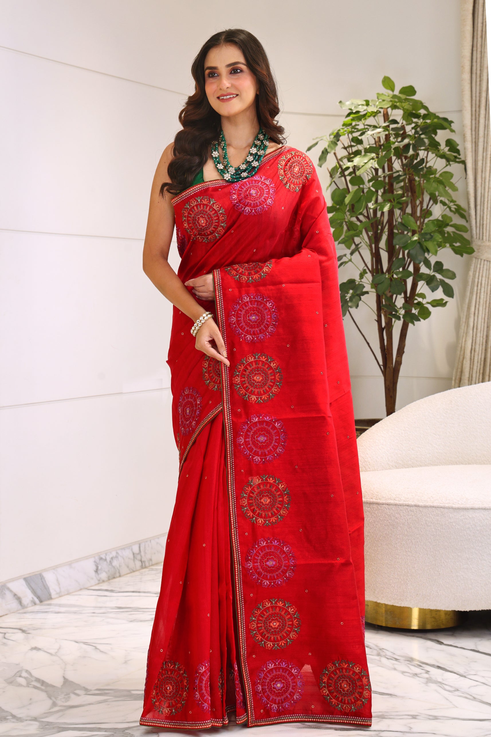 Semi Tussar Embroidery