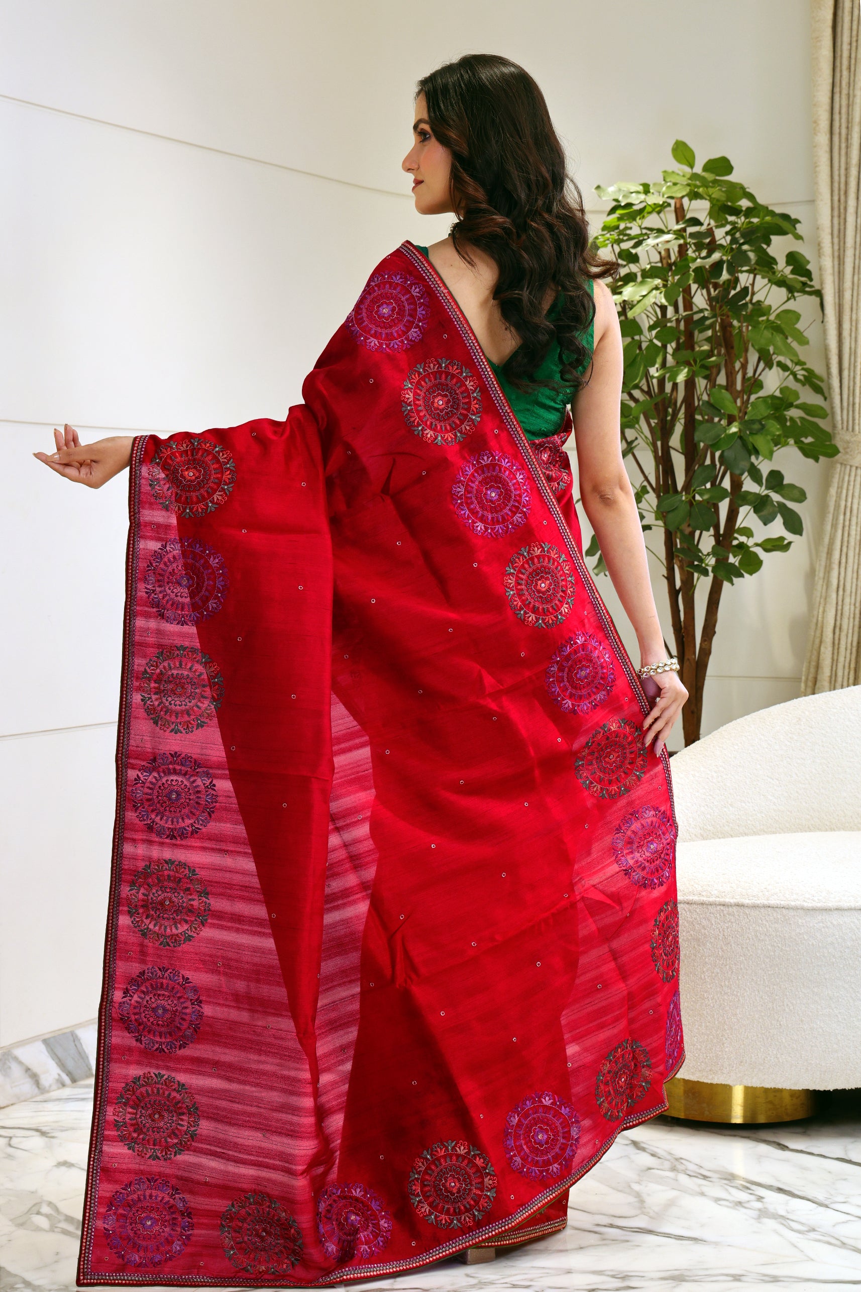 Semi Tussar Embroidery