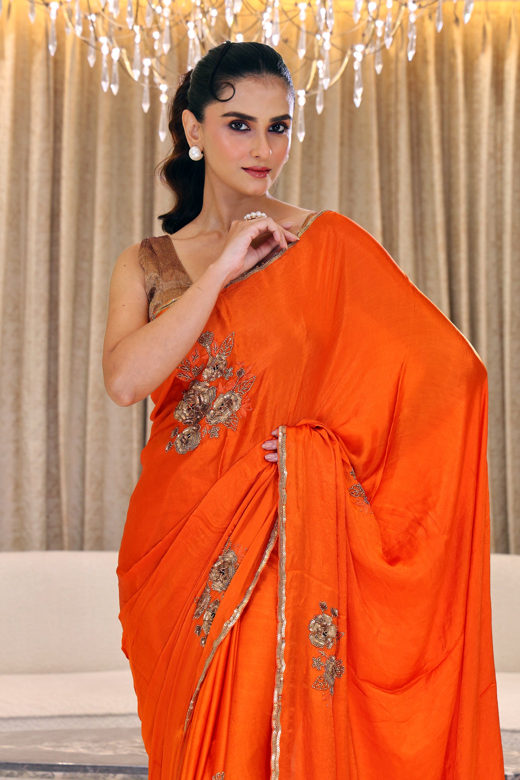 Crepe Satin Zardosi Work