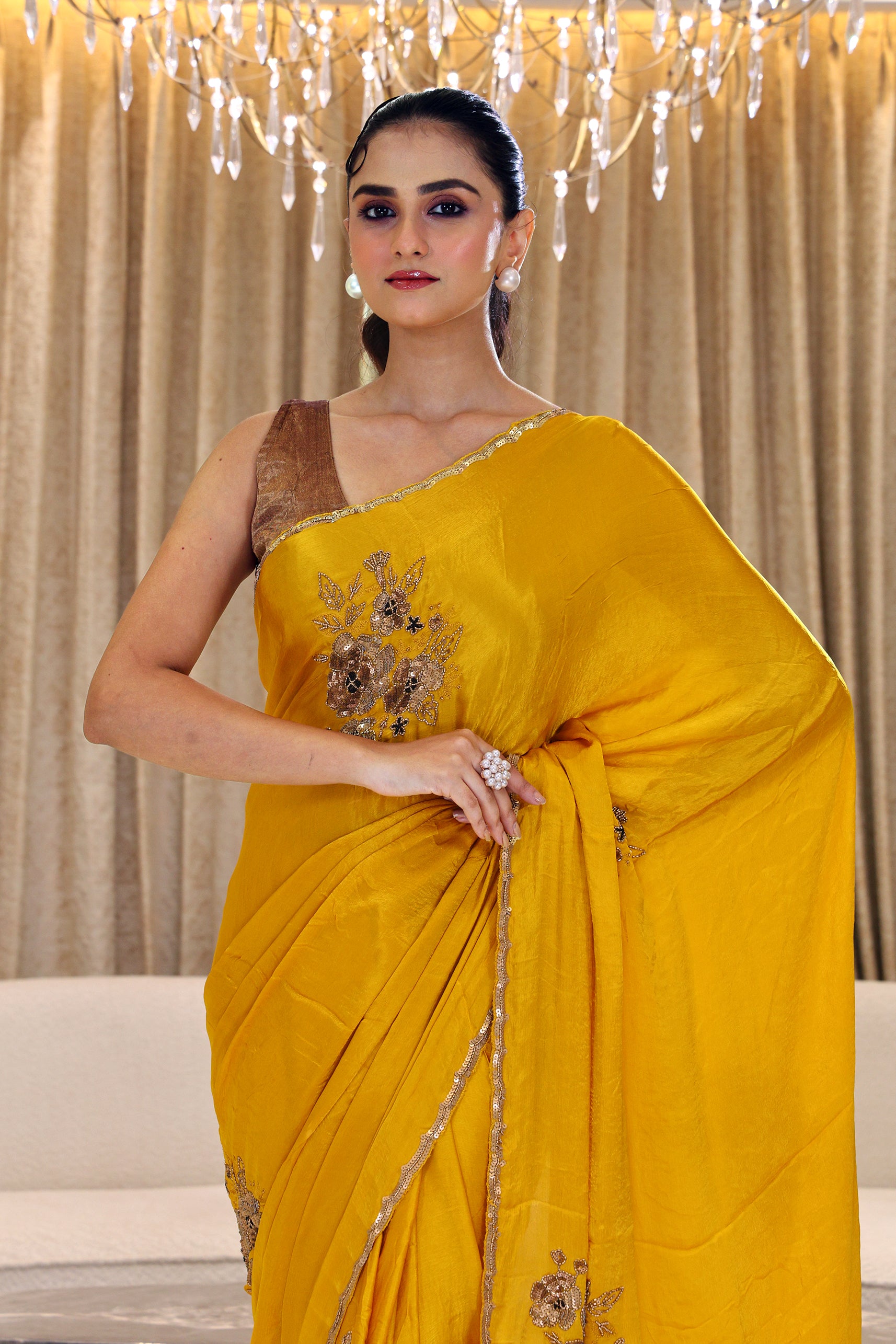 Crepe Satin Zardosi Work