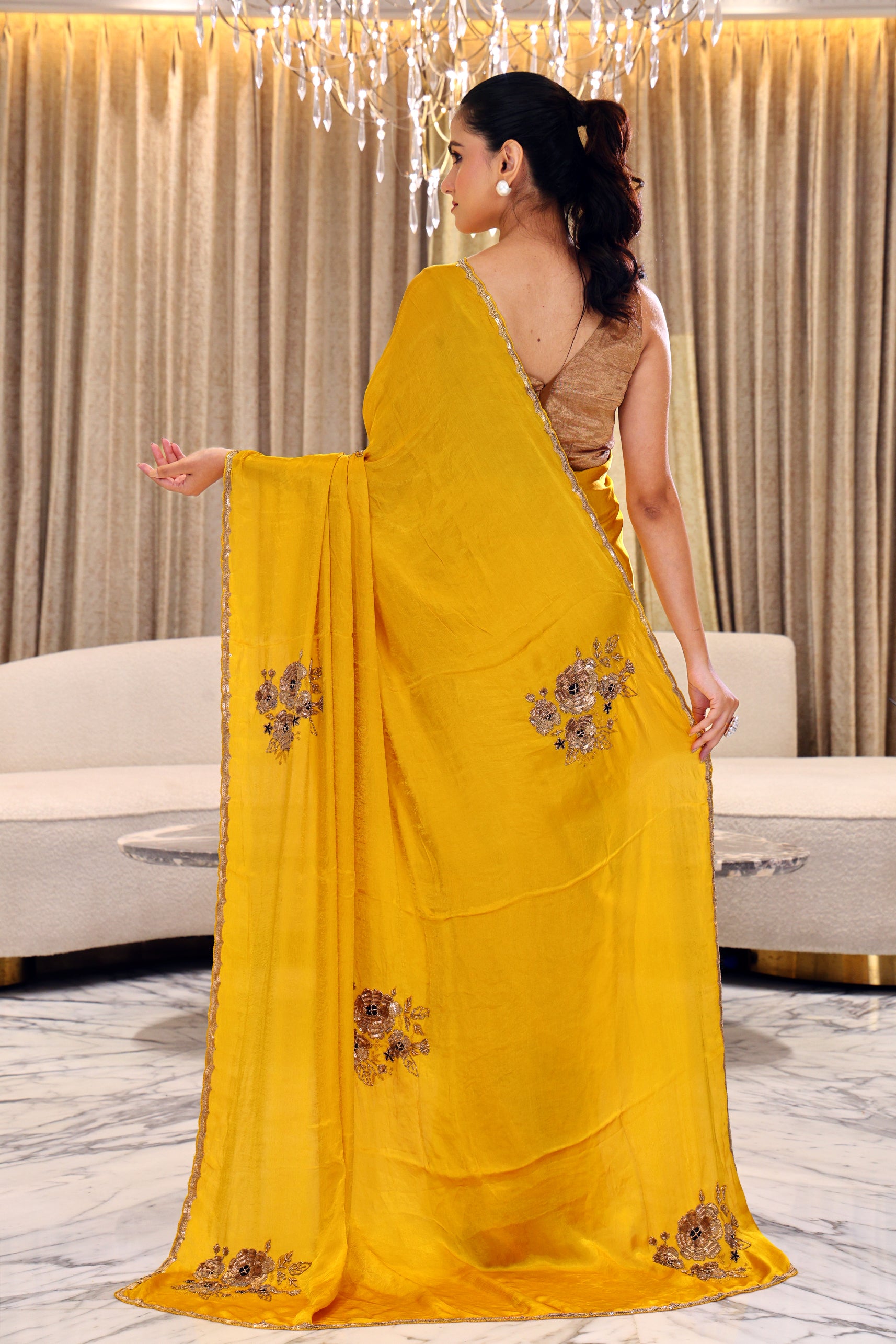 Crepe Satin Zardosi Work