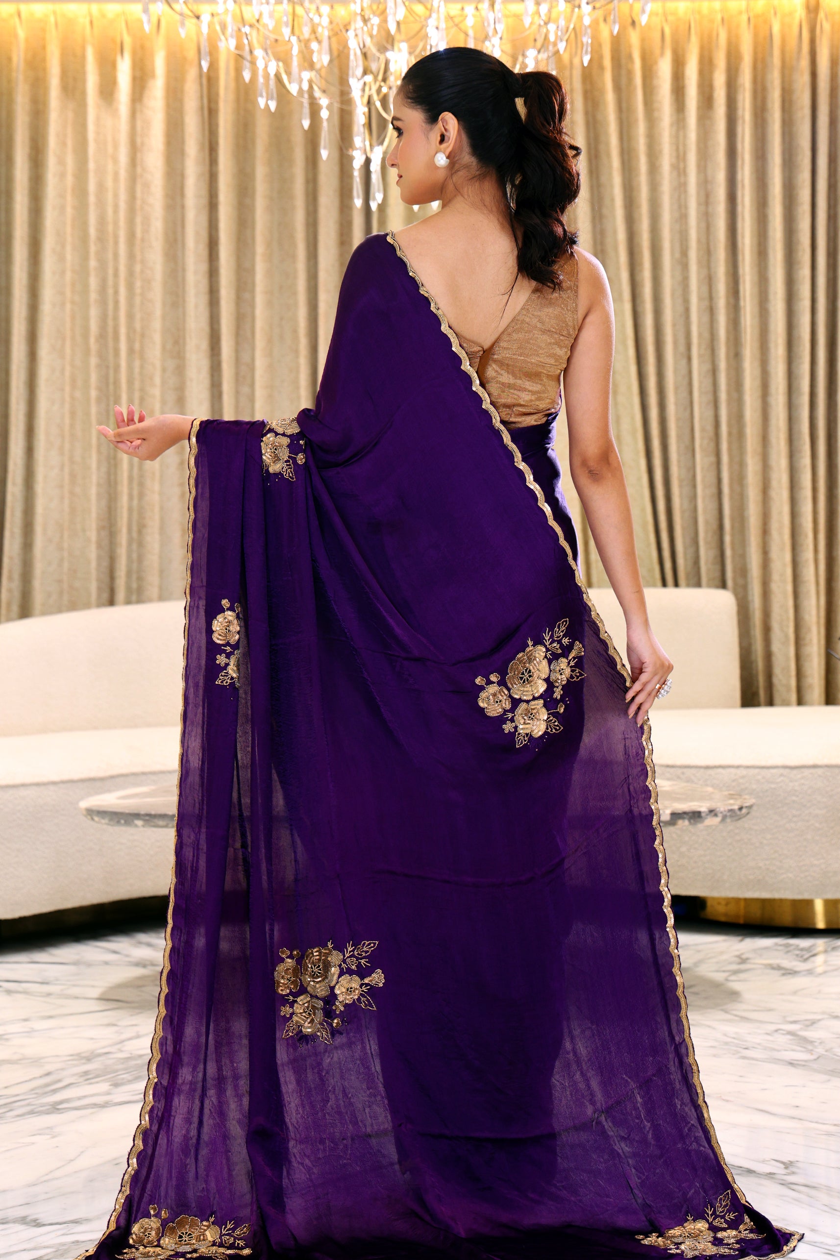 Crepe Satin Zardosi Work