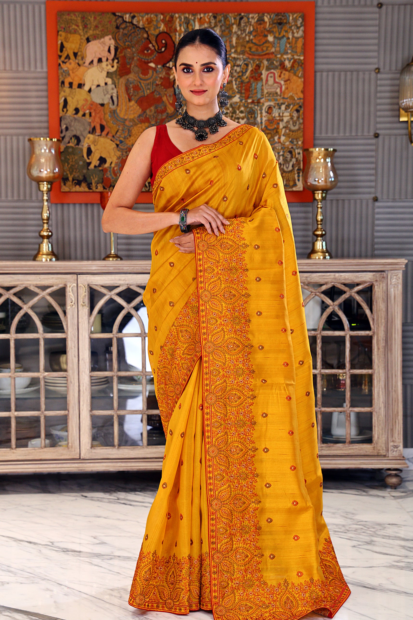 Semi Tussar Embroidery