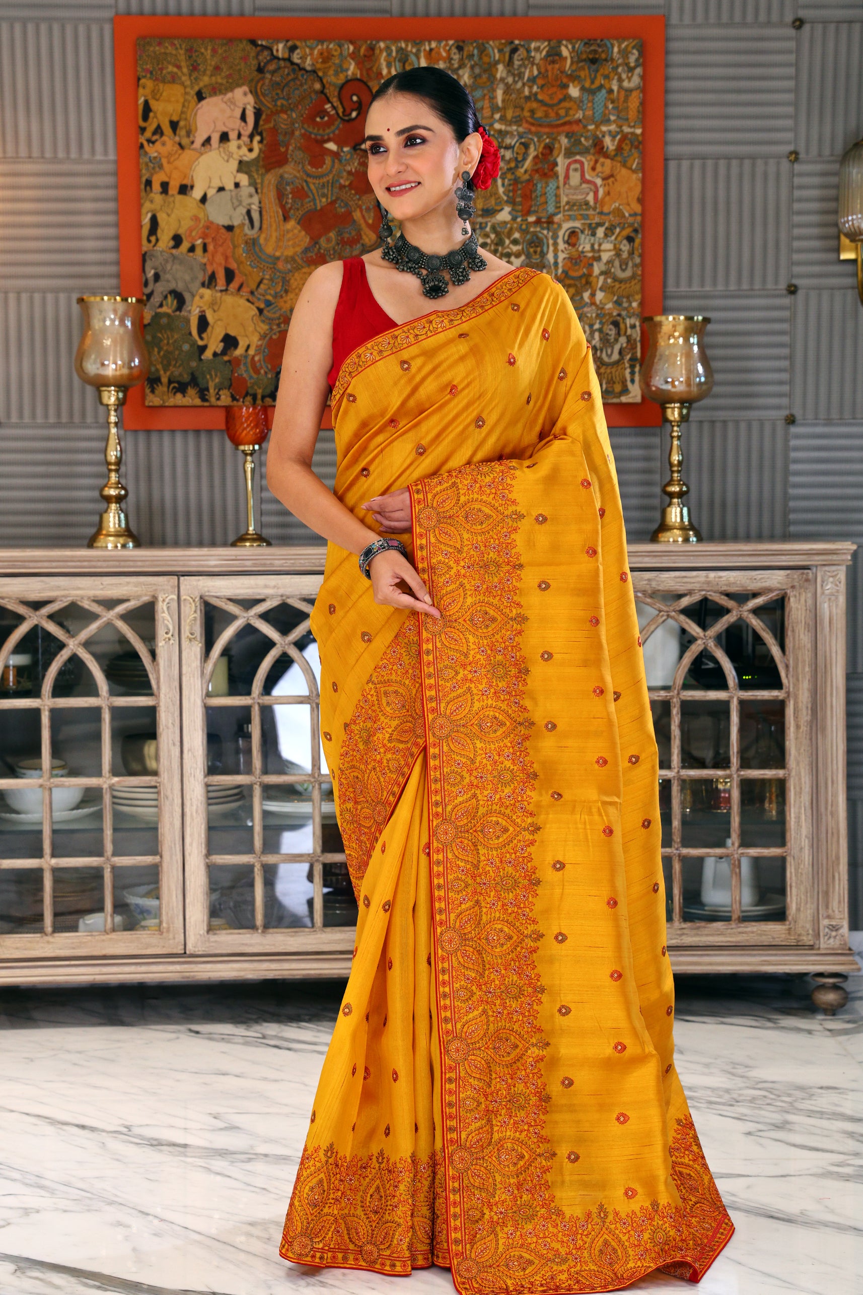 Semi Tussar Embroidery