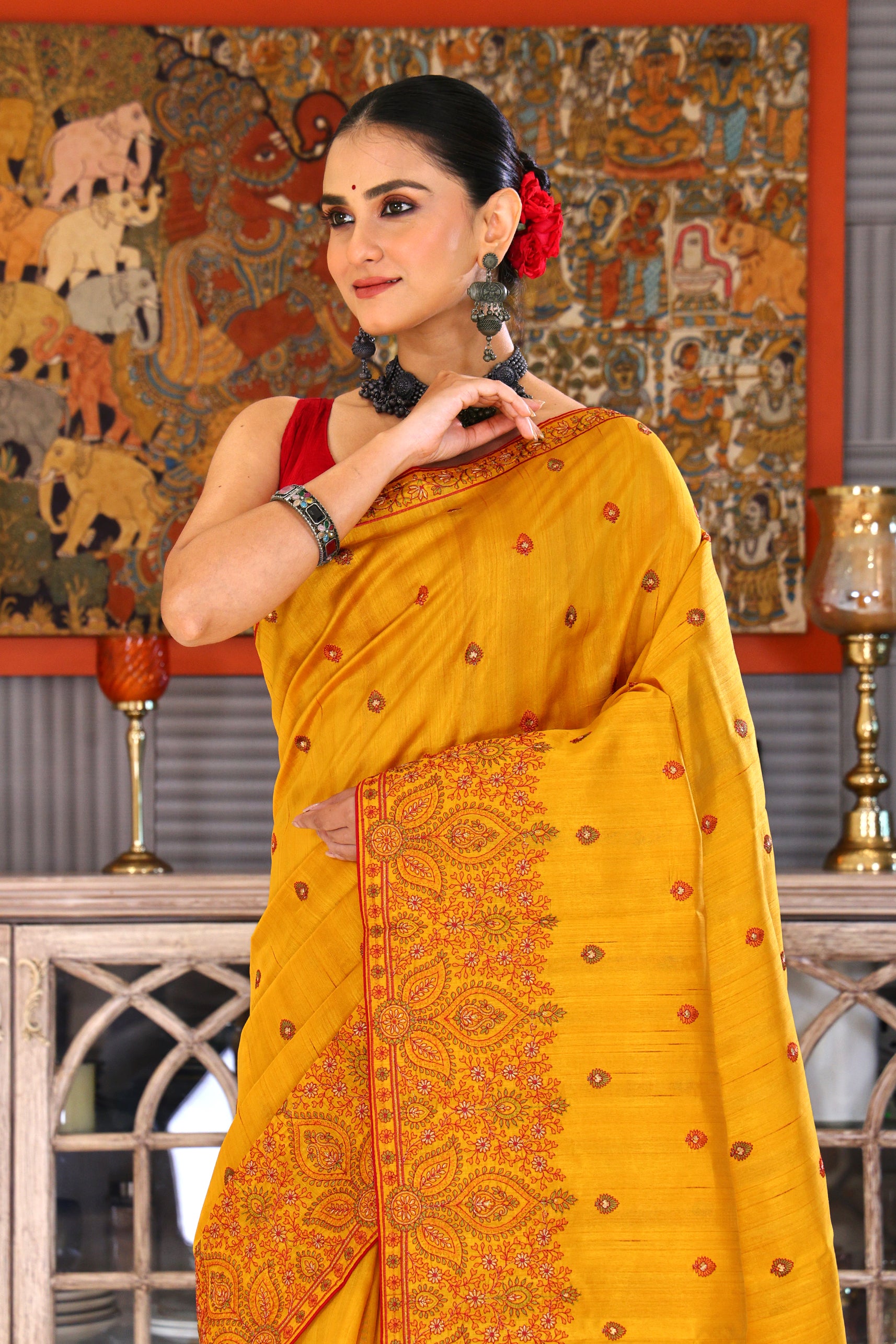 Semi Tussar Embroidery