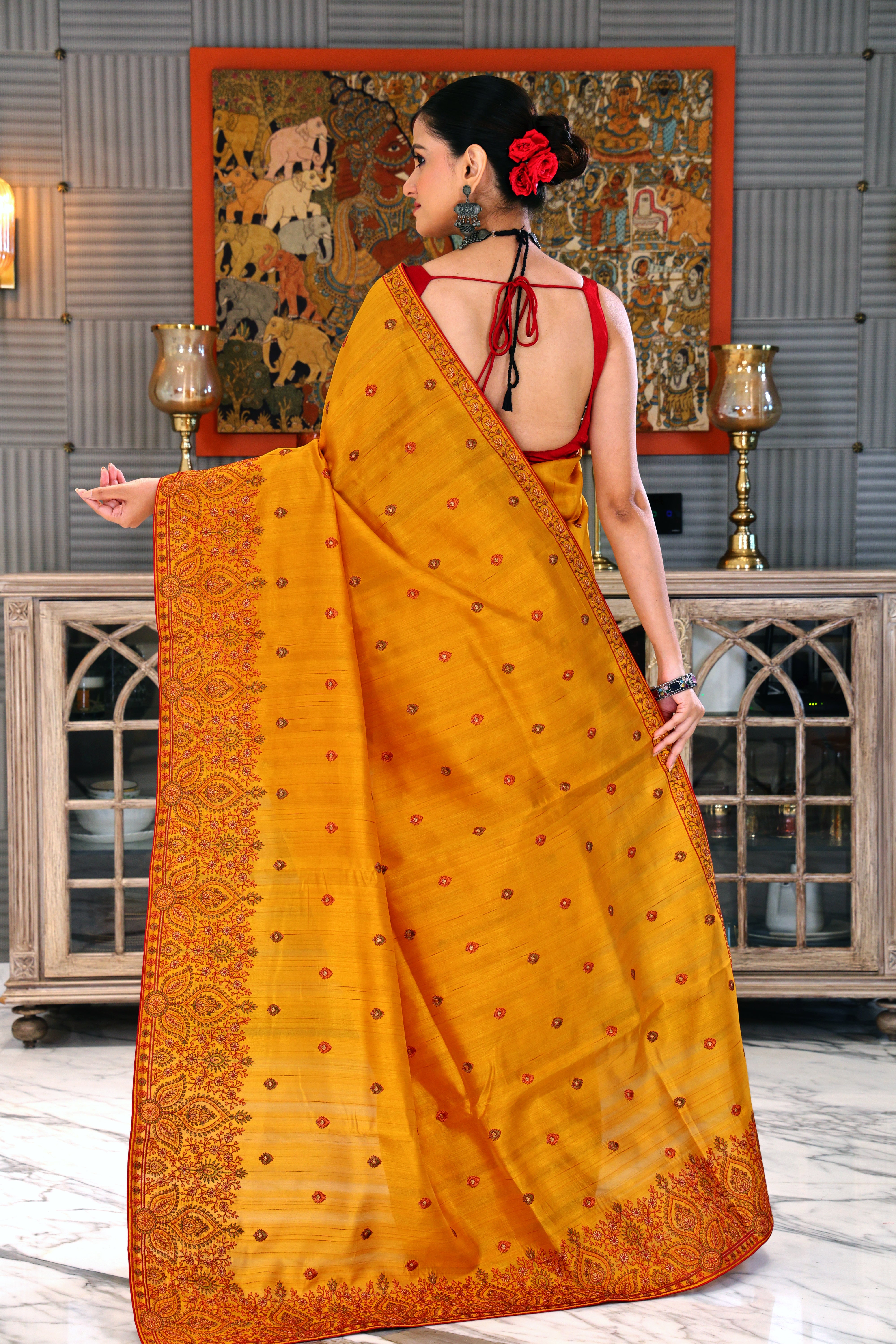 Semi Tussar Embroidery