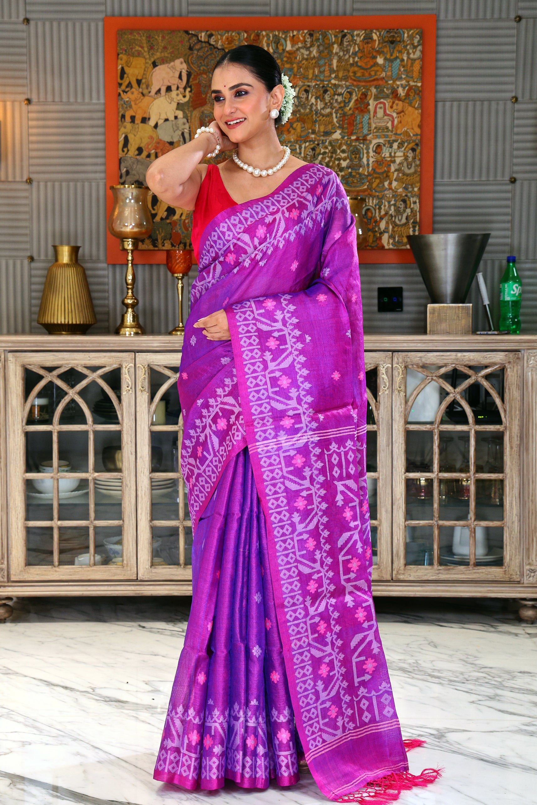 Tussar Dual Tone Jamdani