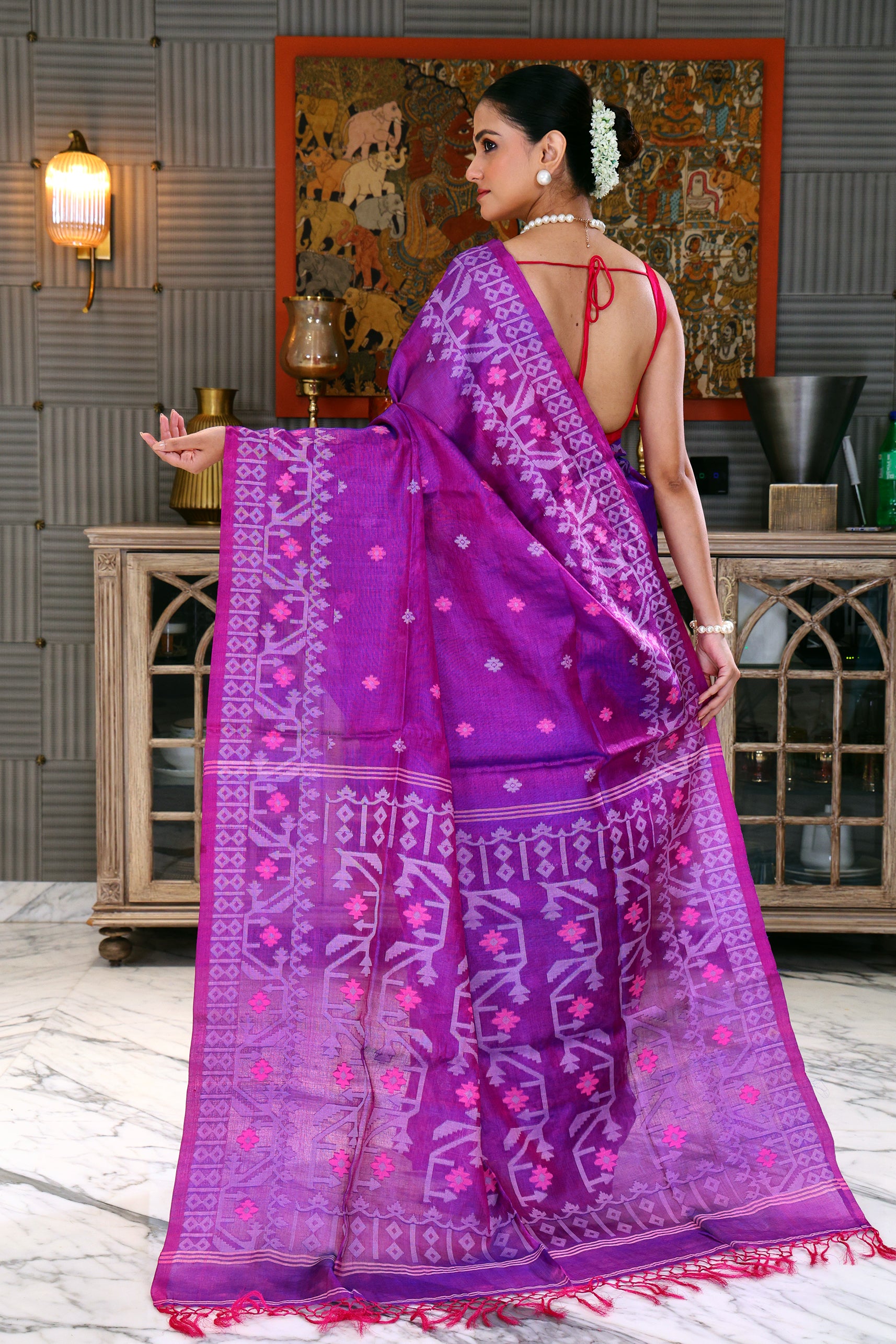 Tussar Dual Tone Jamdani