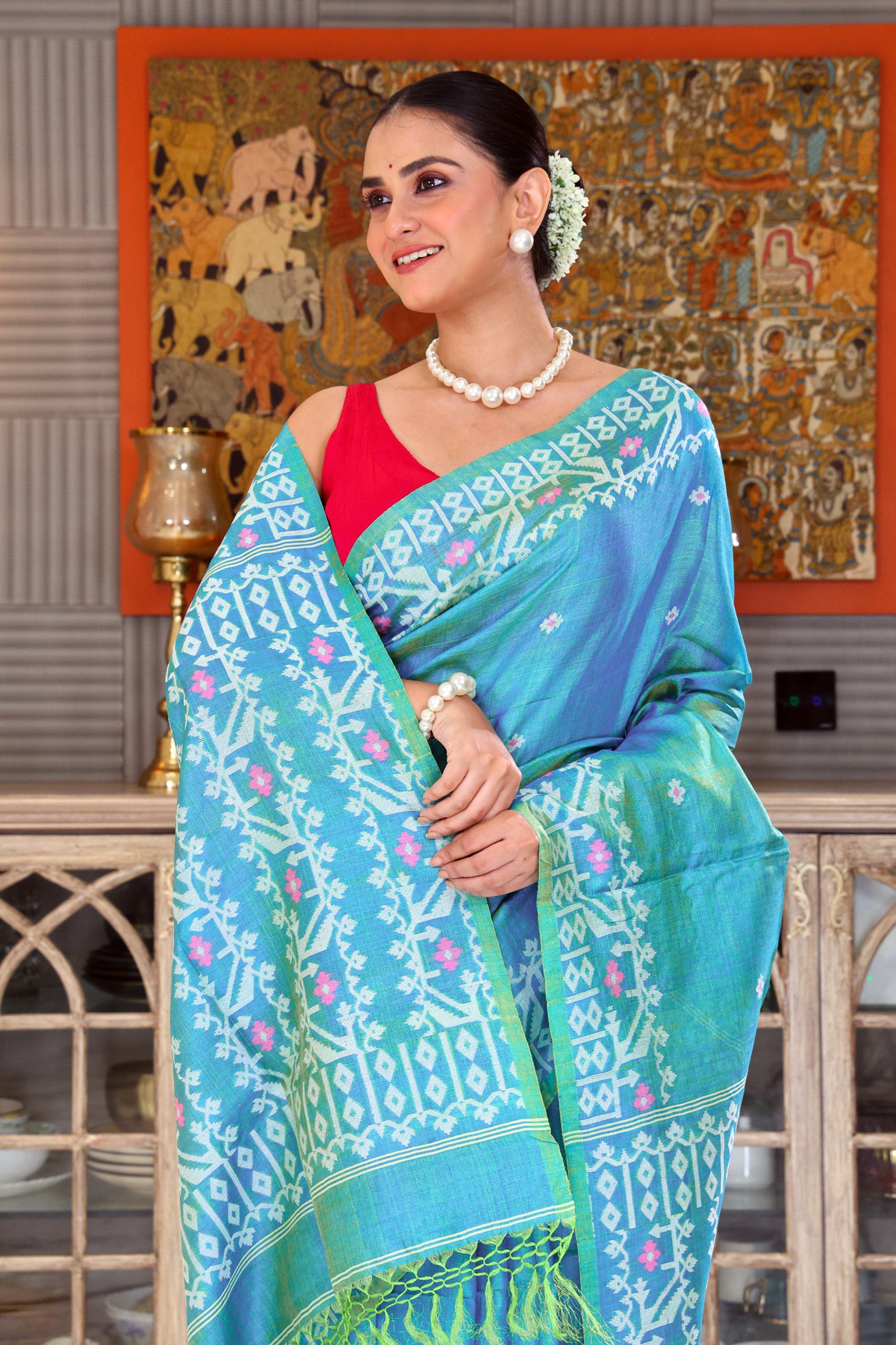 Tussar Dual Tone Jamdani