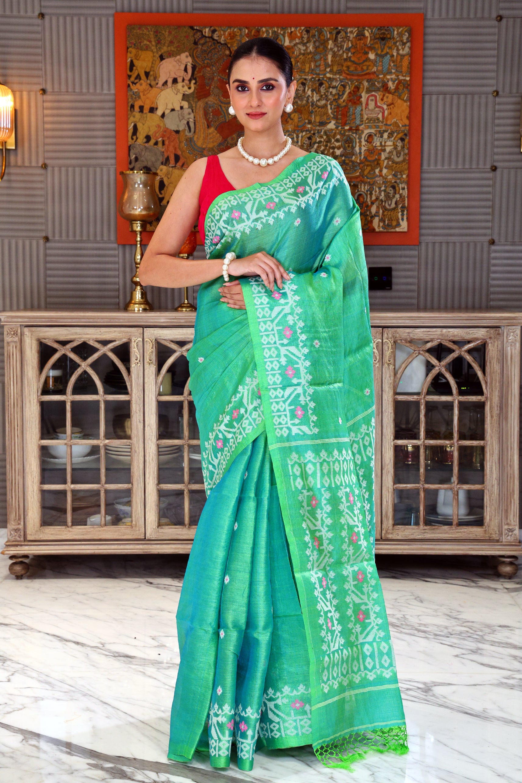 Tussar Dual Tone Jamdani