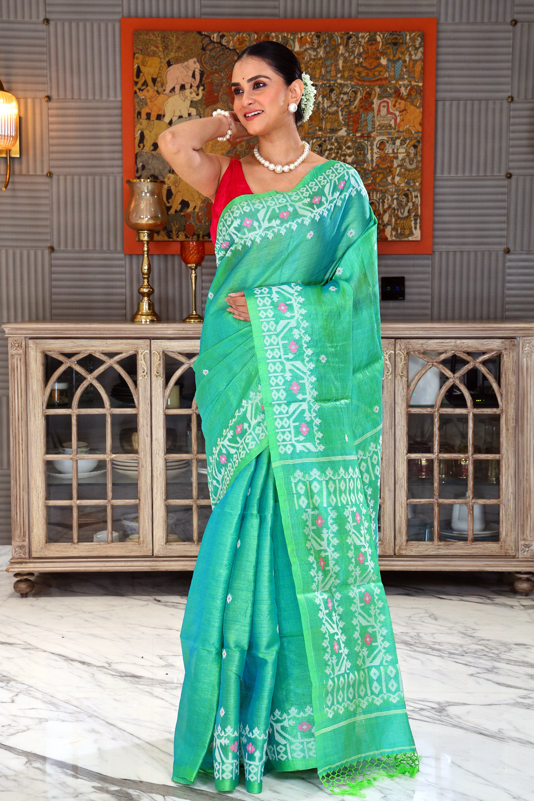 Tussar Dual Tone Jamdani