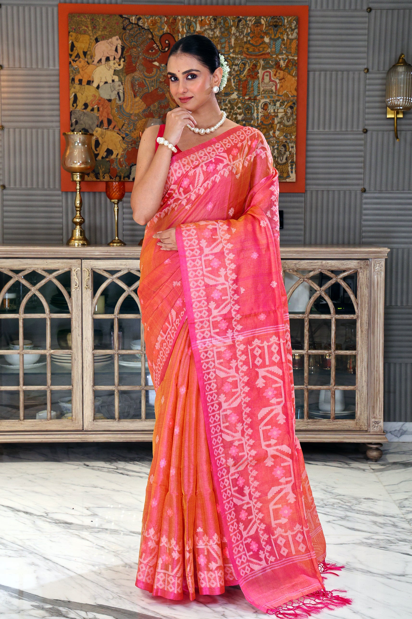 Tussar Dual Tone Jamdani