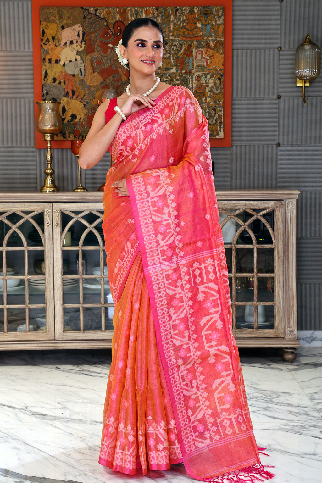 Tussar Dual Tone Jamdani