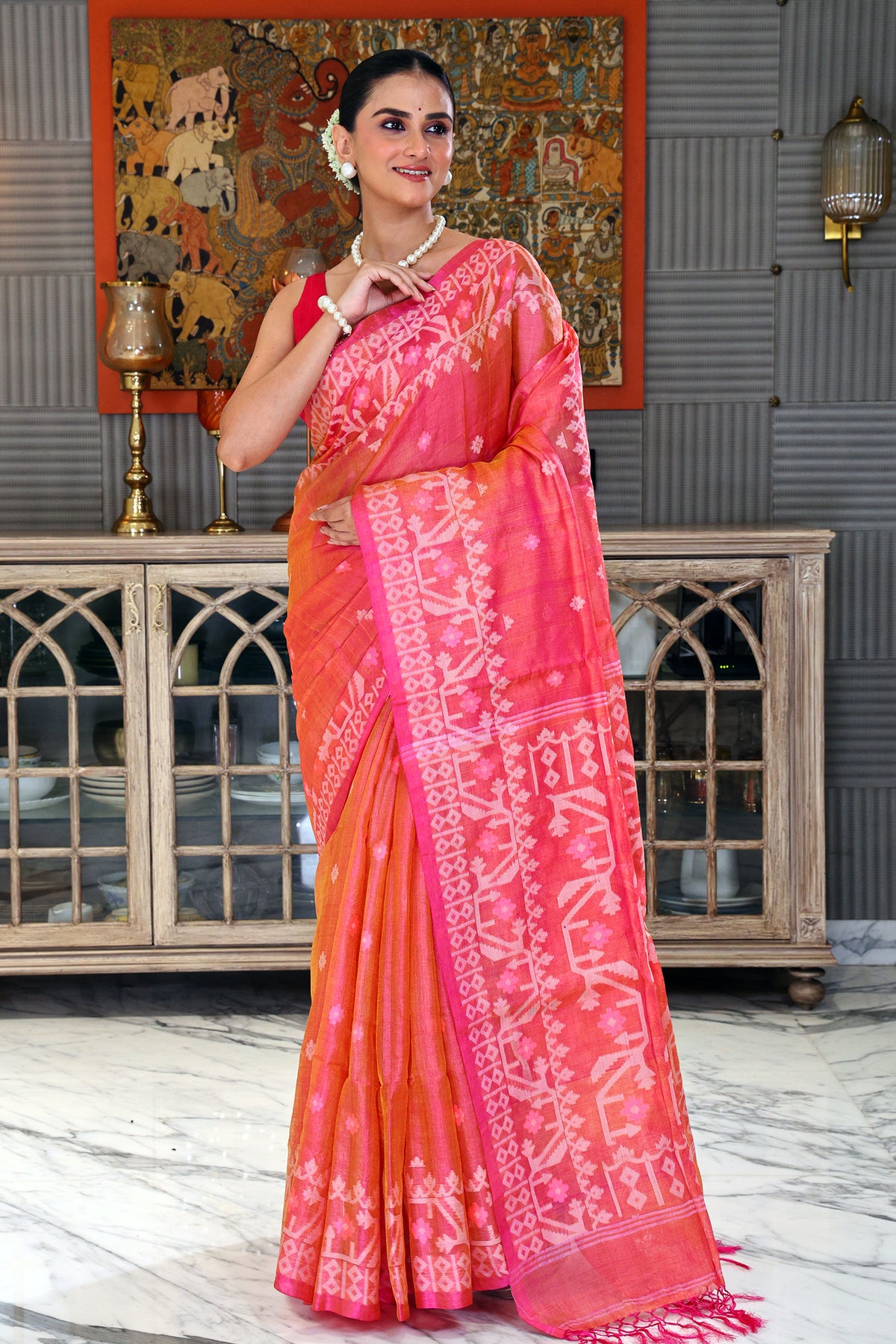 Tussar Dual Tone Jamdani