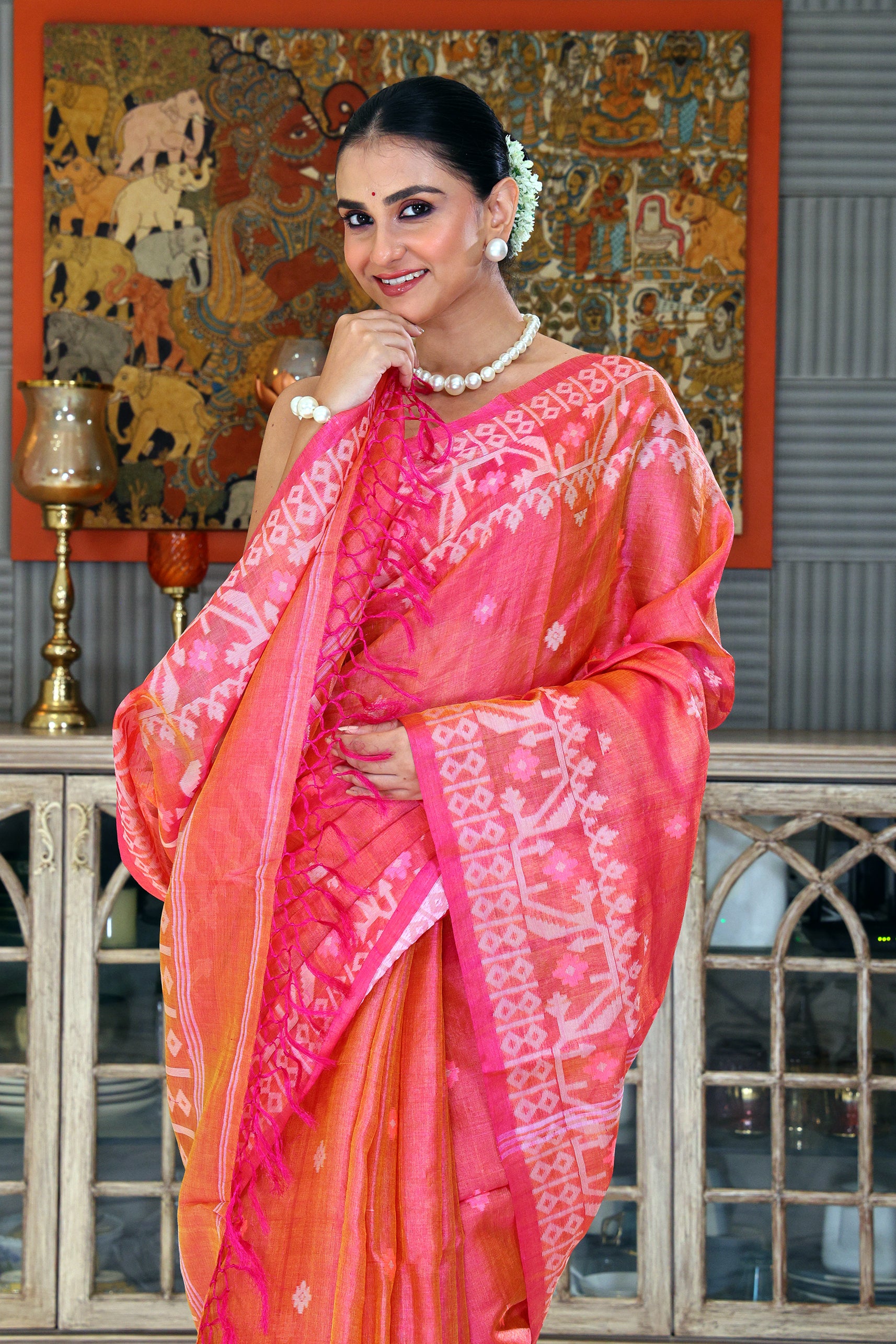 Tussar Dual Tone Jamdani