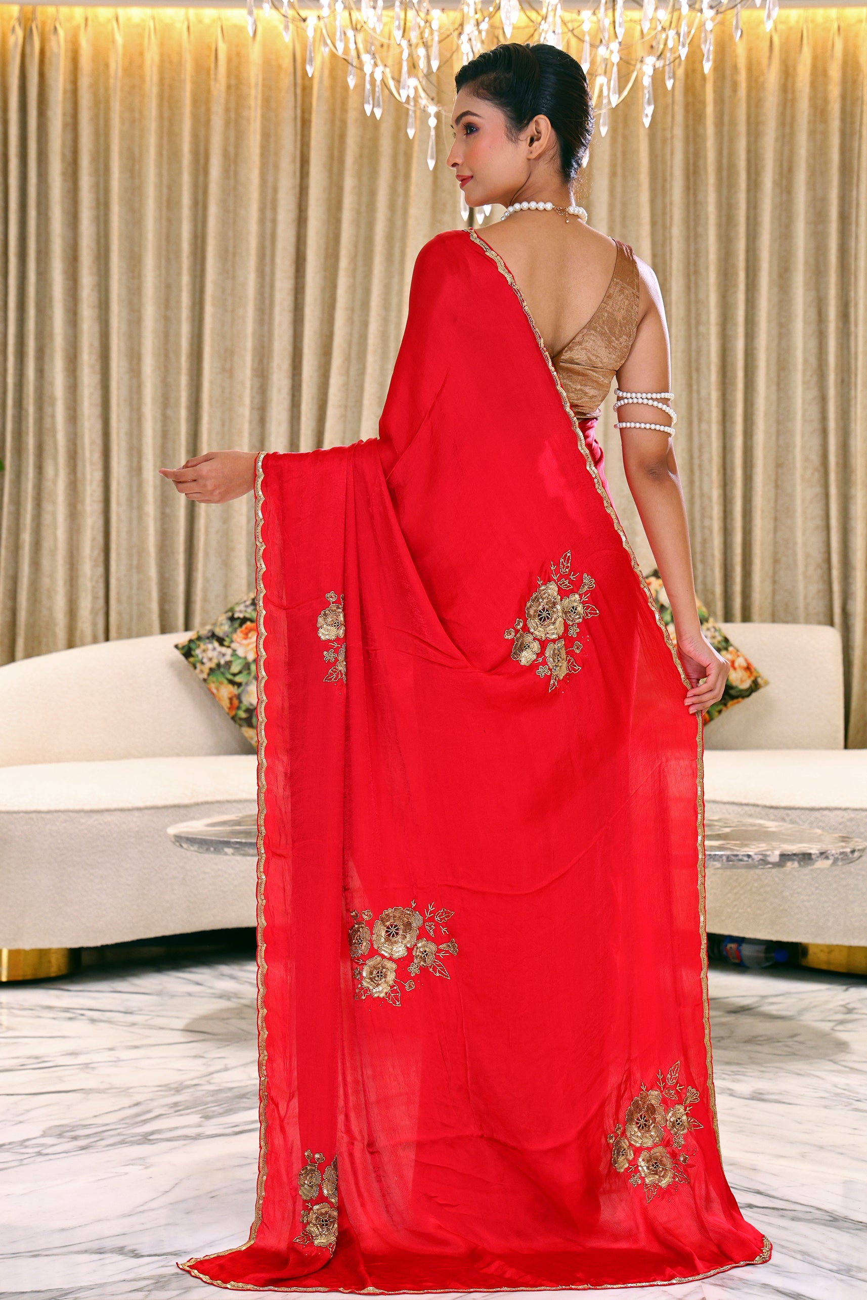 Crepe Satin Zardosi Work