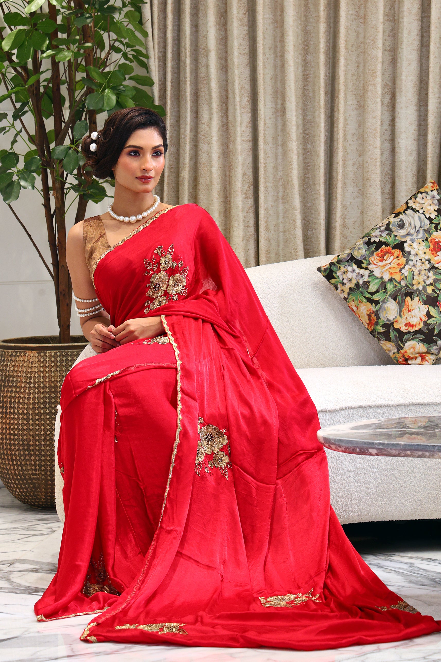 Crepe Satin Zardosi Work