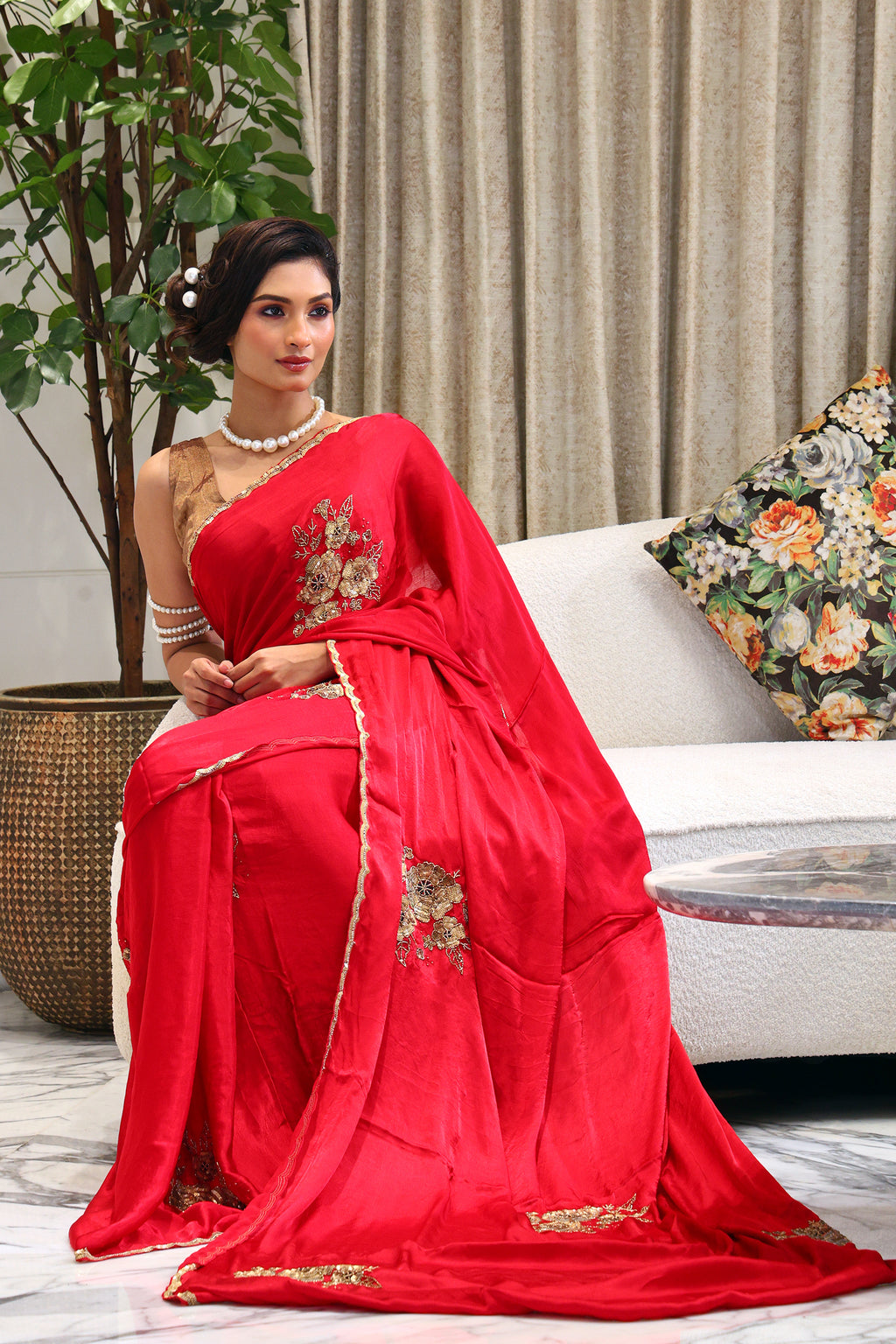 Crepe Satin Zardosi Work