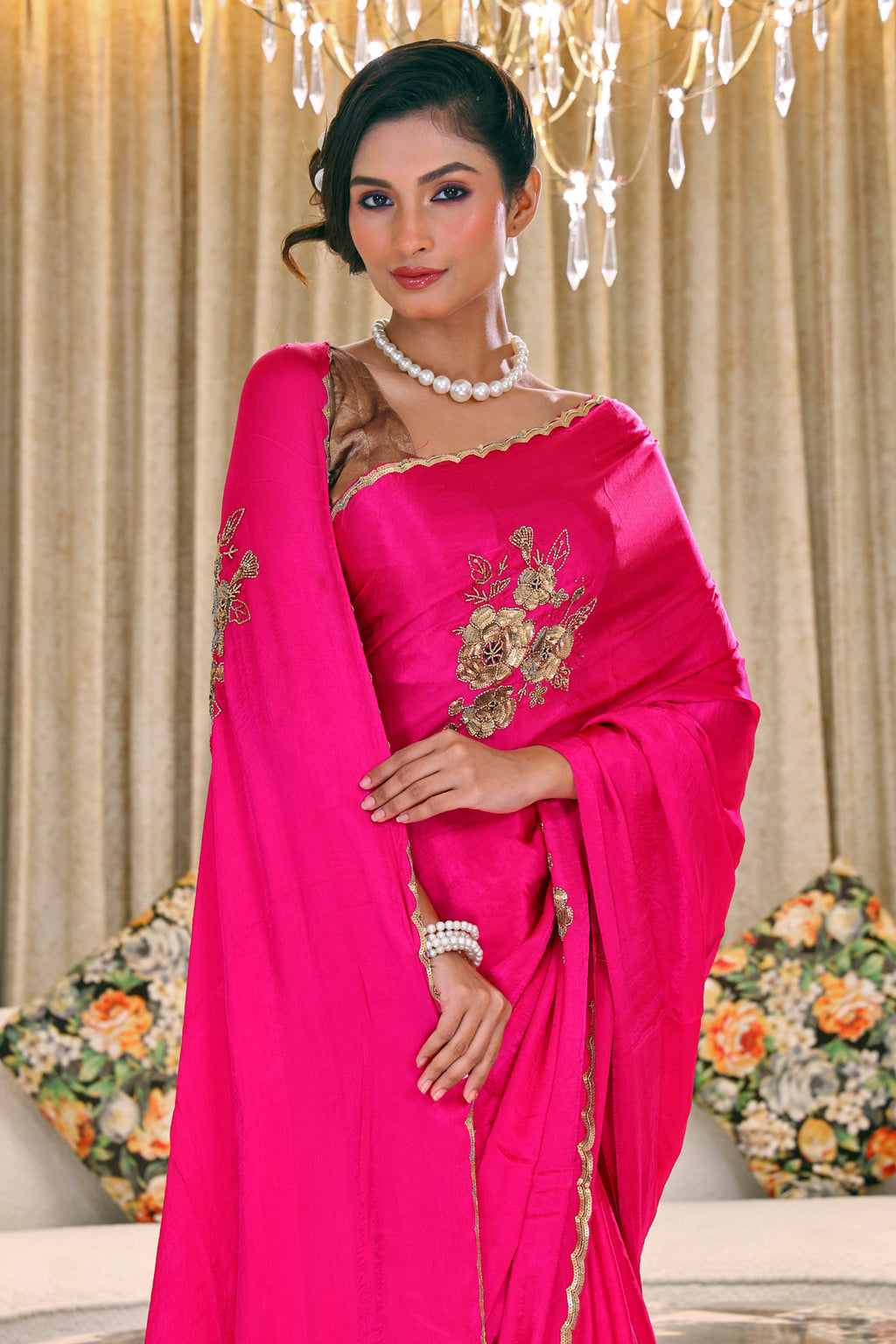 Crepe Satin Zardosi Work