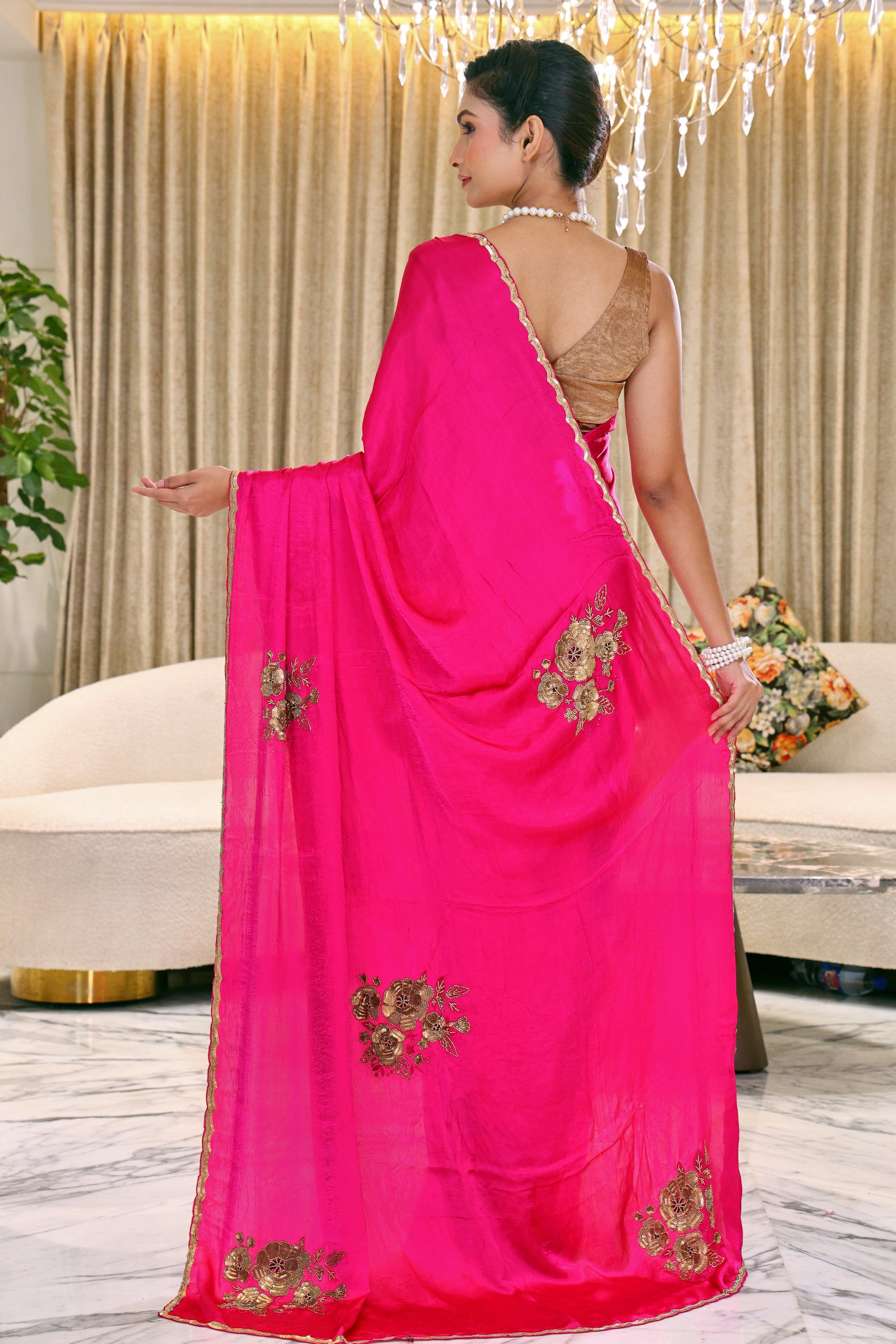 Crepe Satin Zardosi Work