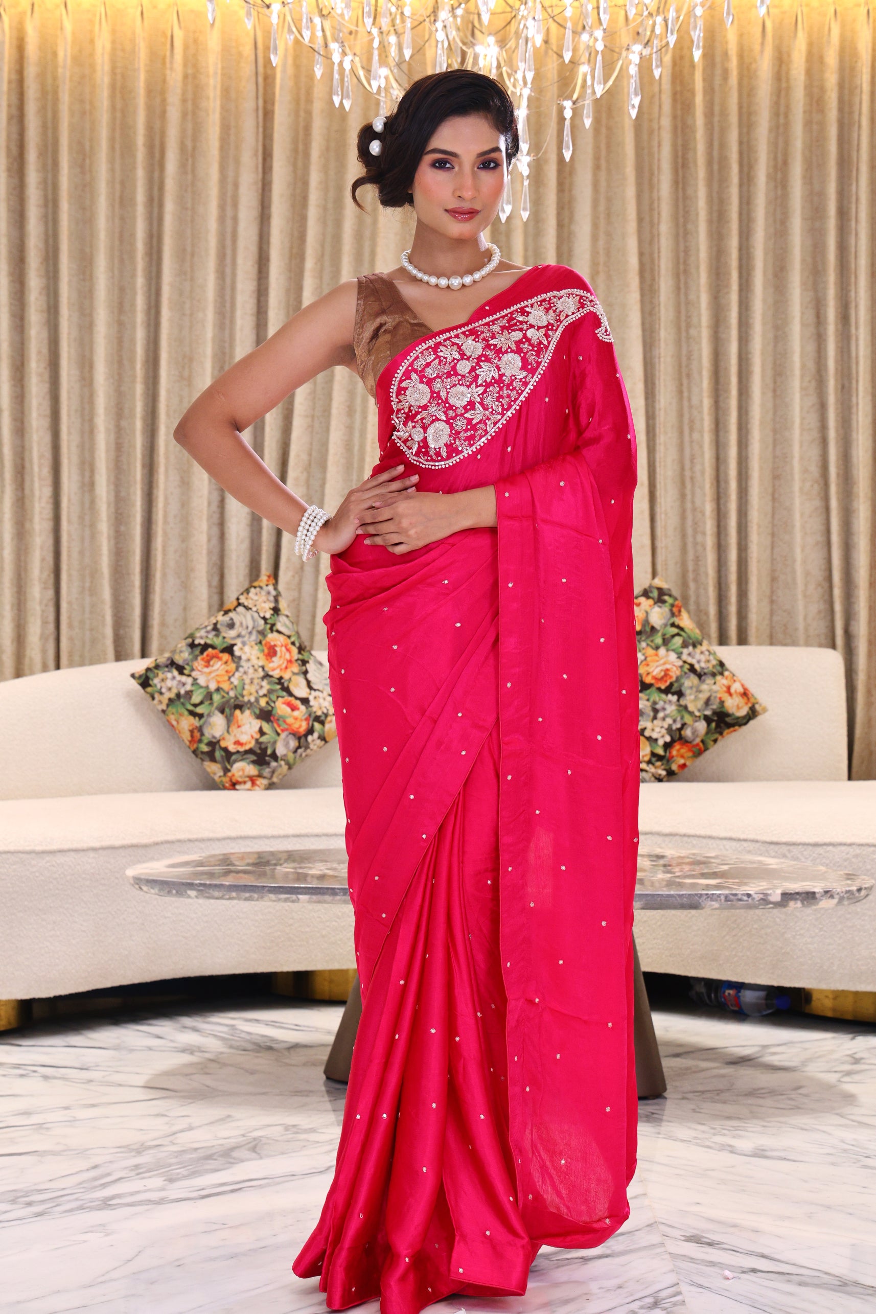 Crepe Satin Zardosi Work