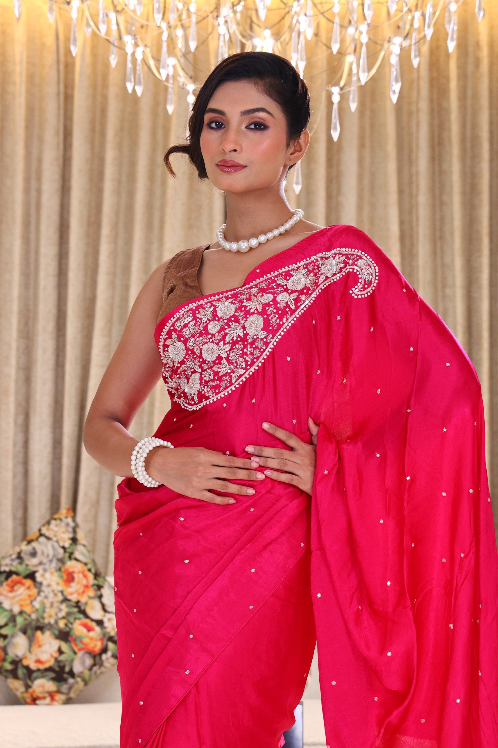 Crepe Satin Zardosi Work