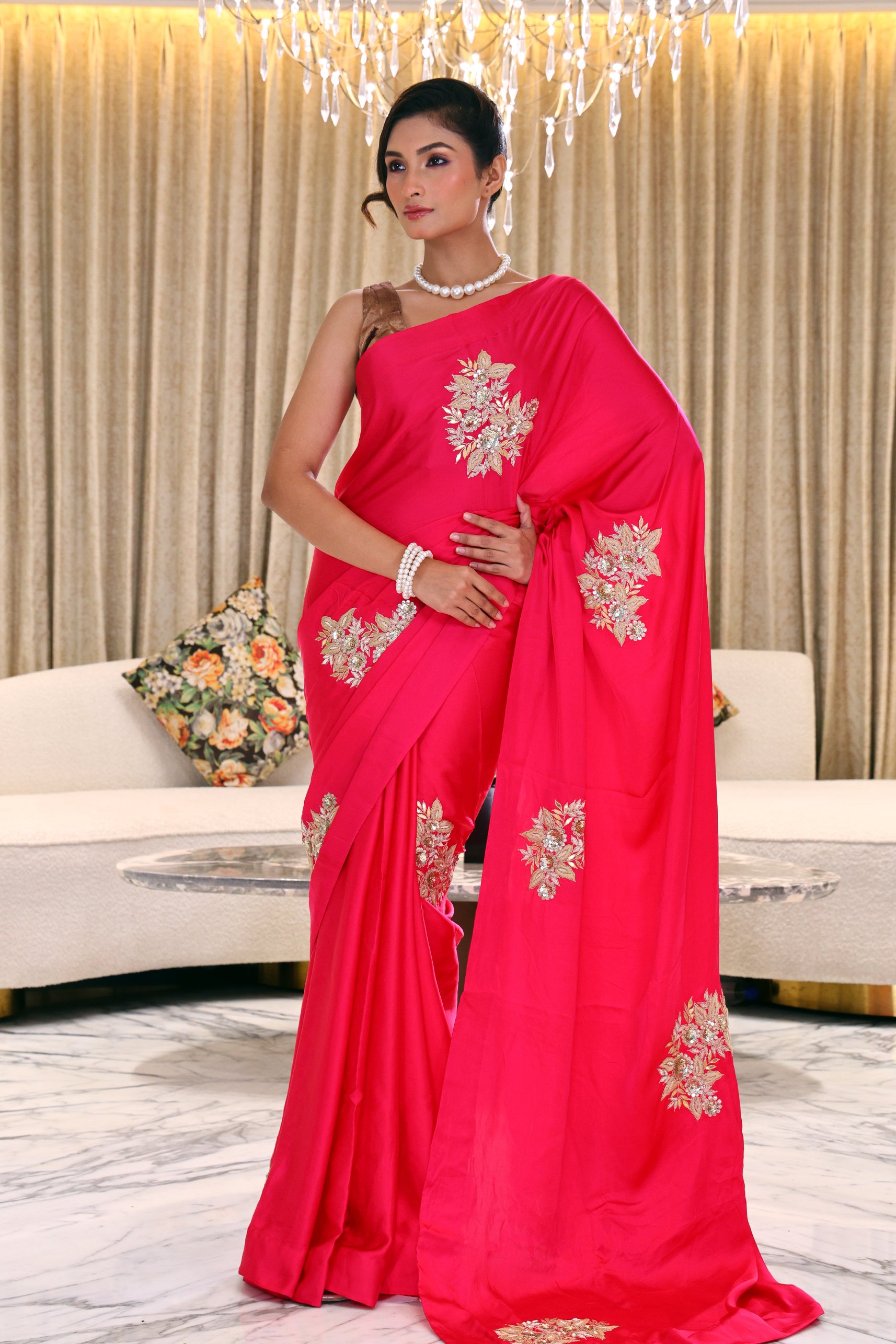 Crepe Satin Zardosi Work