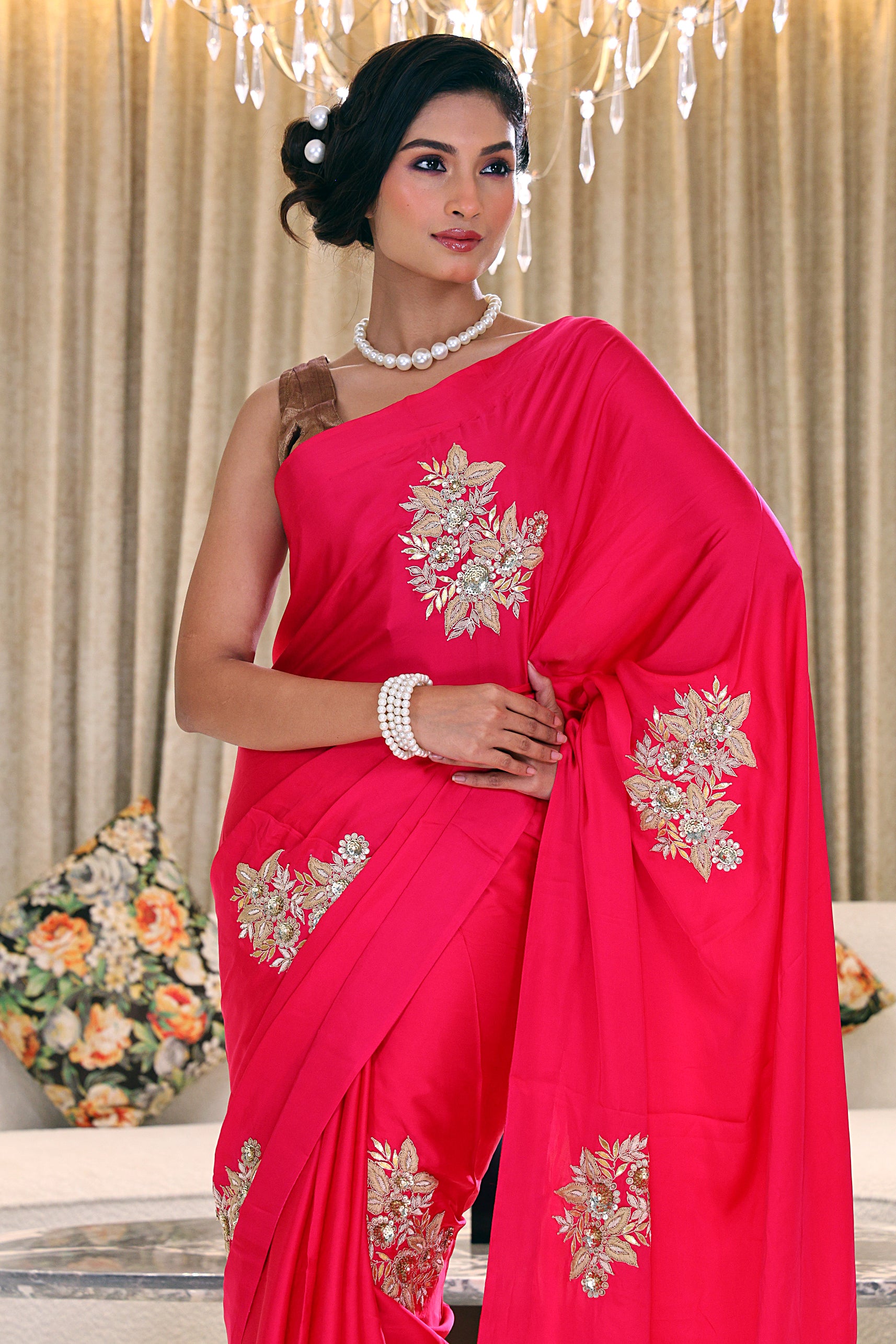 Crepe Satin Zardosi Work