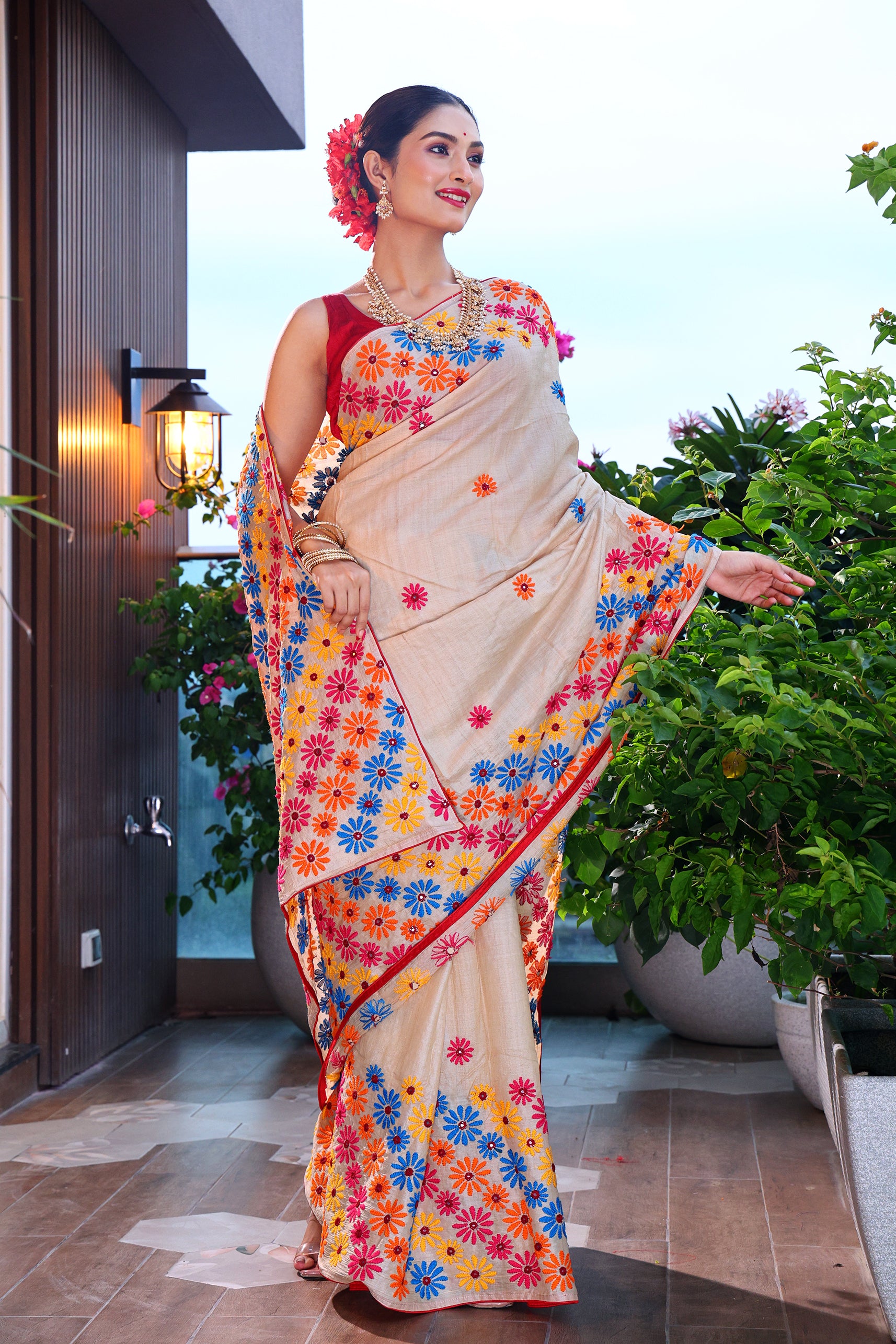 Tussar Phulkari Handwork