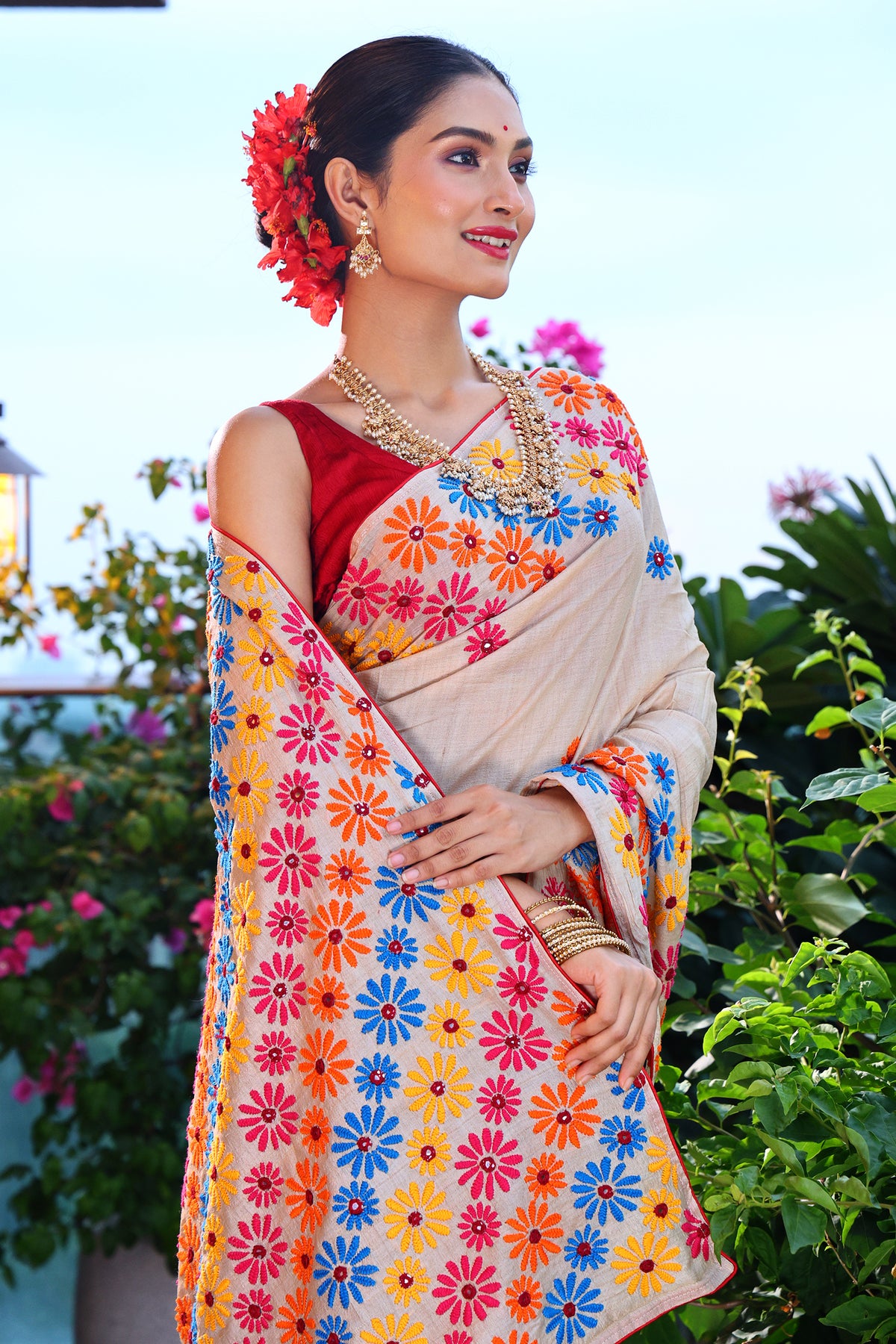 Tussar Phulkari Handwork